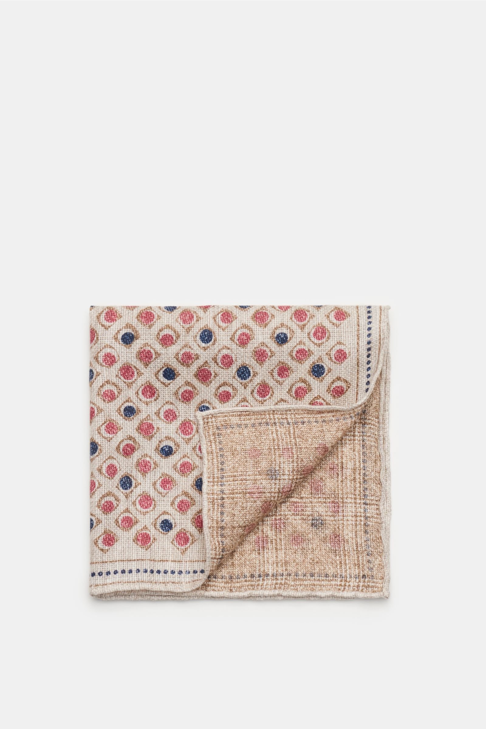 Pocket square beige/magenta patterned