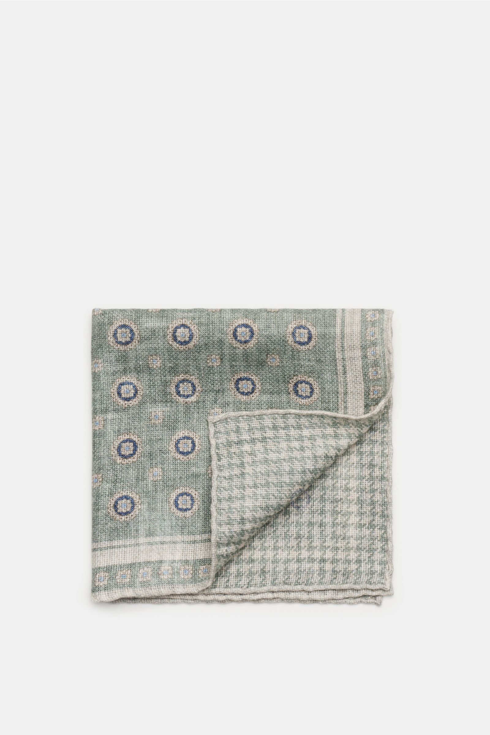 Pocket square grey-green/cream patterned