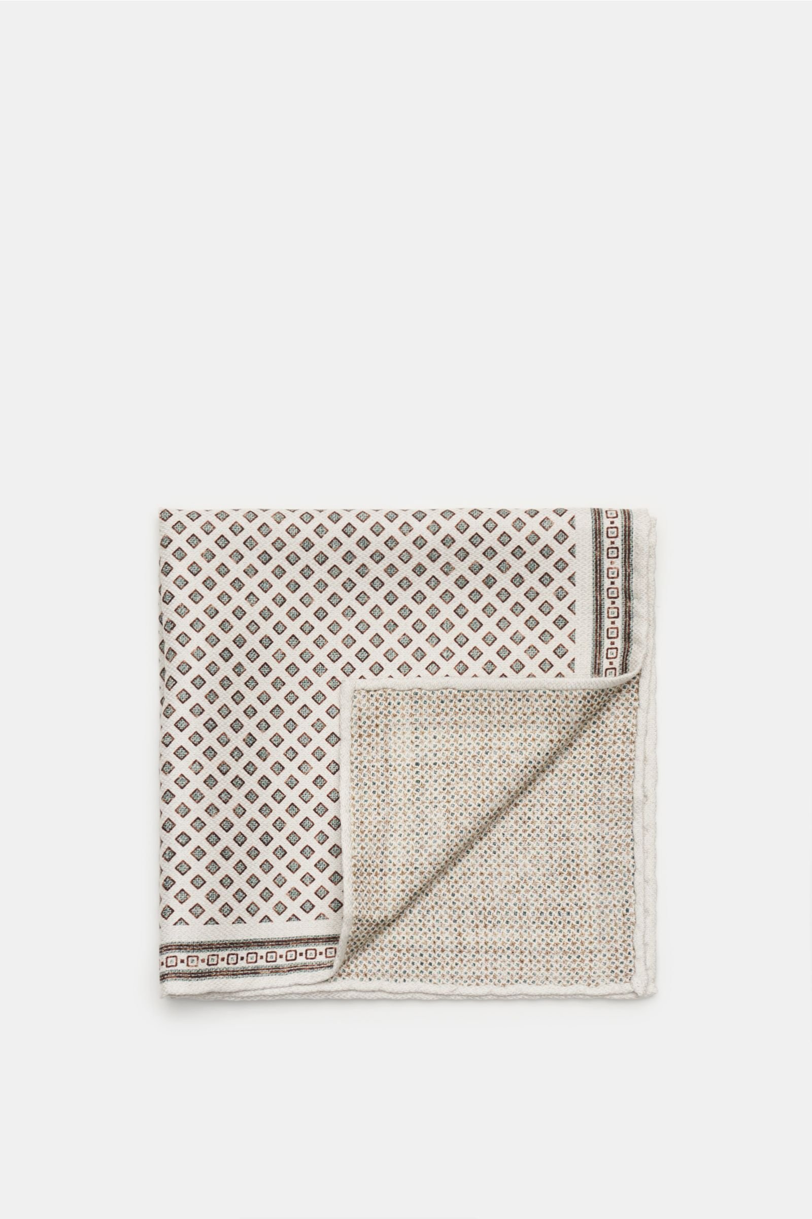 Pocket square cream/grey-green patterned