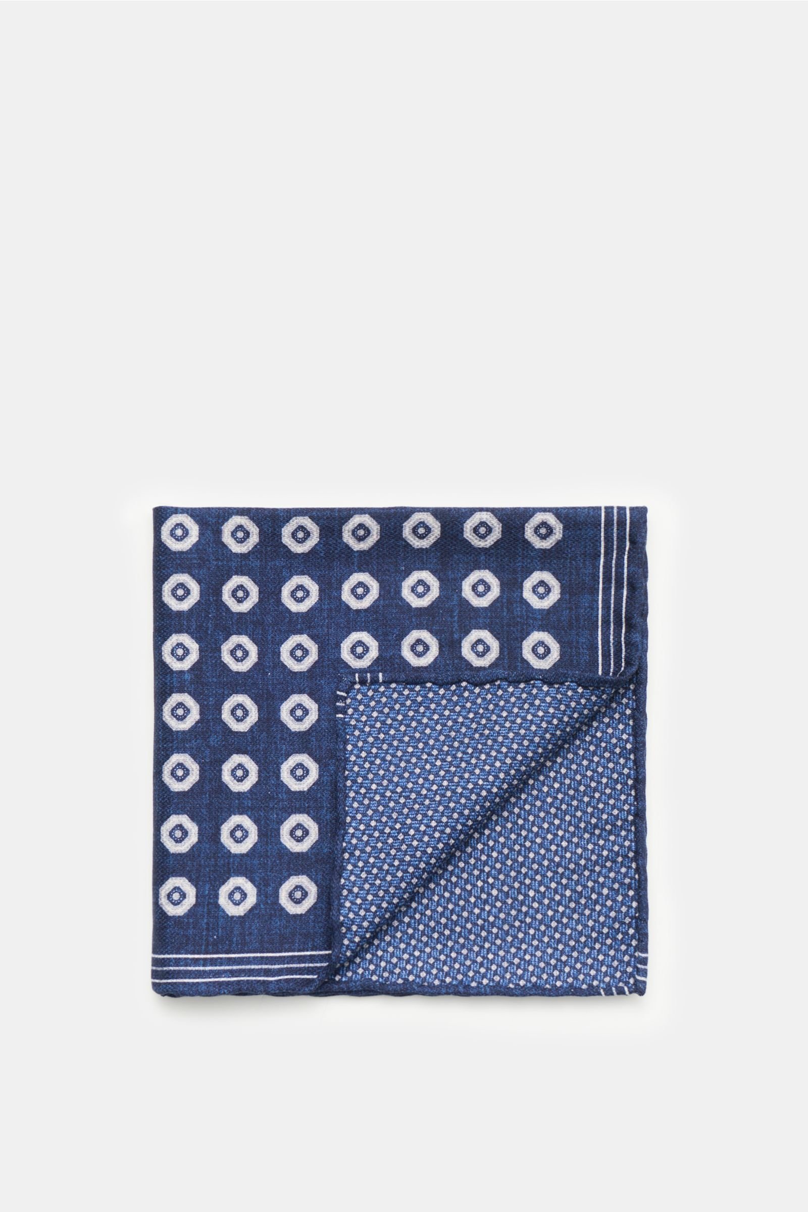 Pocket square navy/light grey patterned