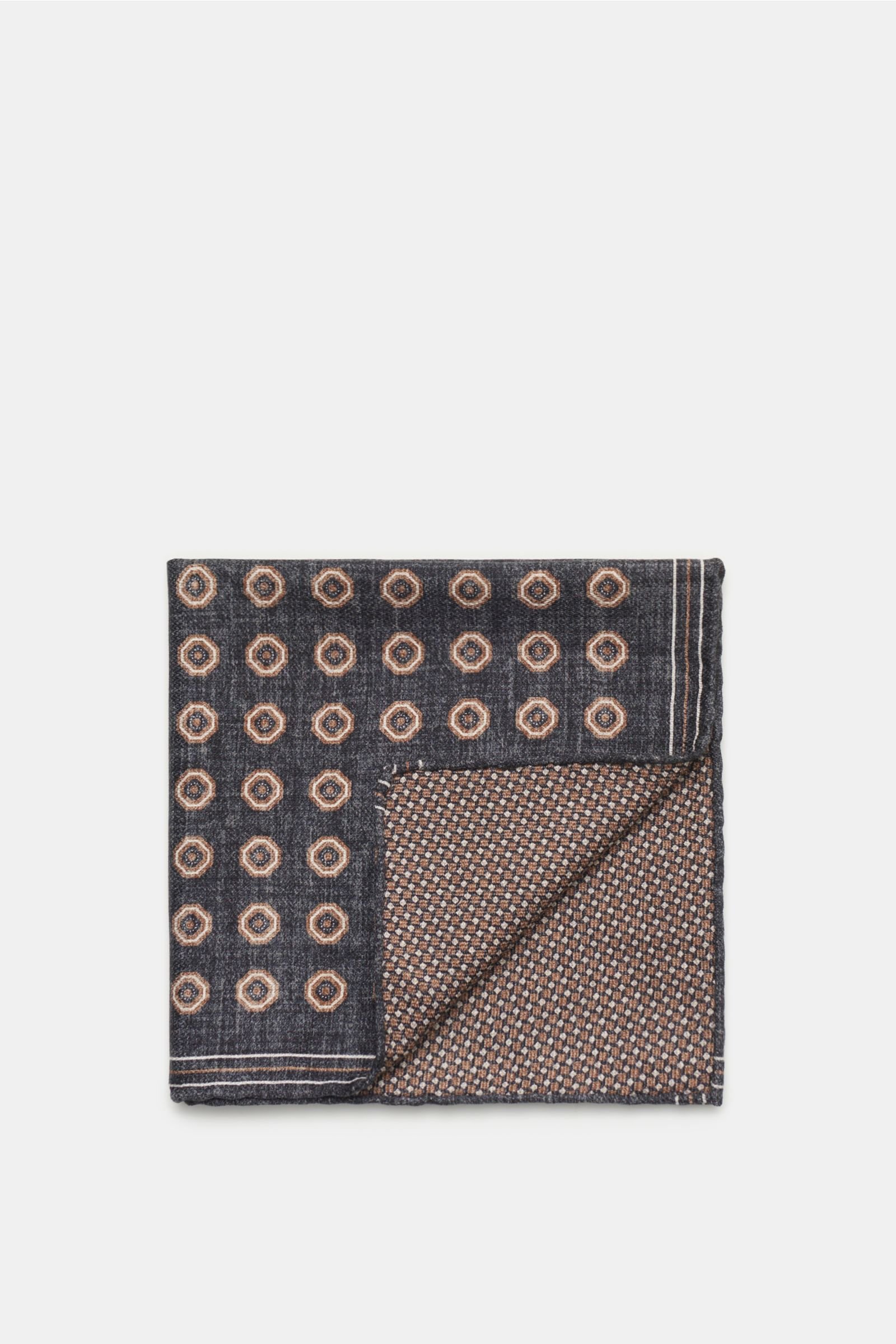 Pocket square dark grey/grey-brown patterned