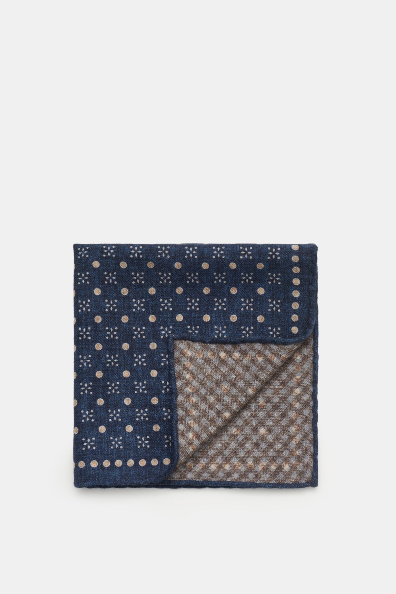 Pocket square navy/grey-brown patterned