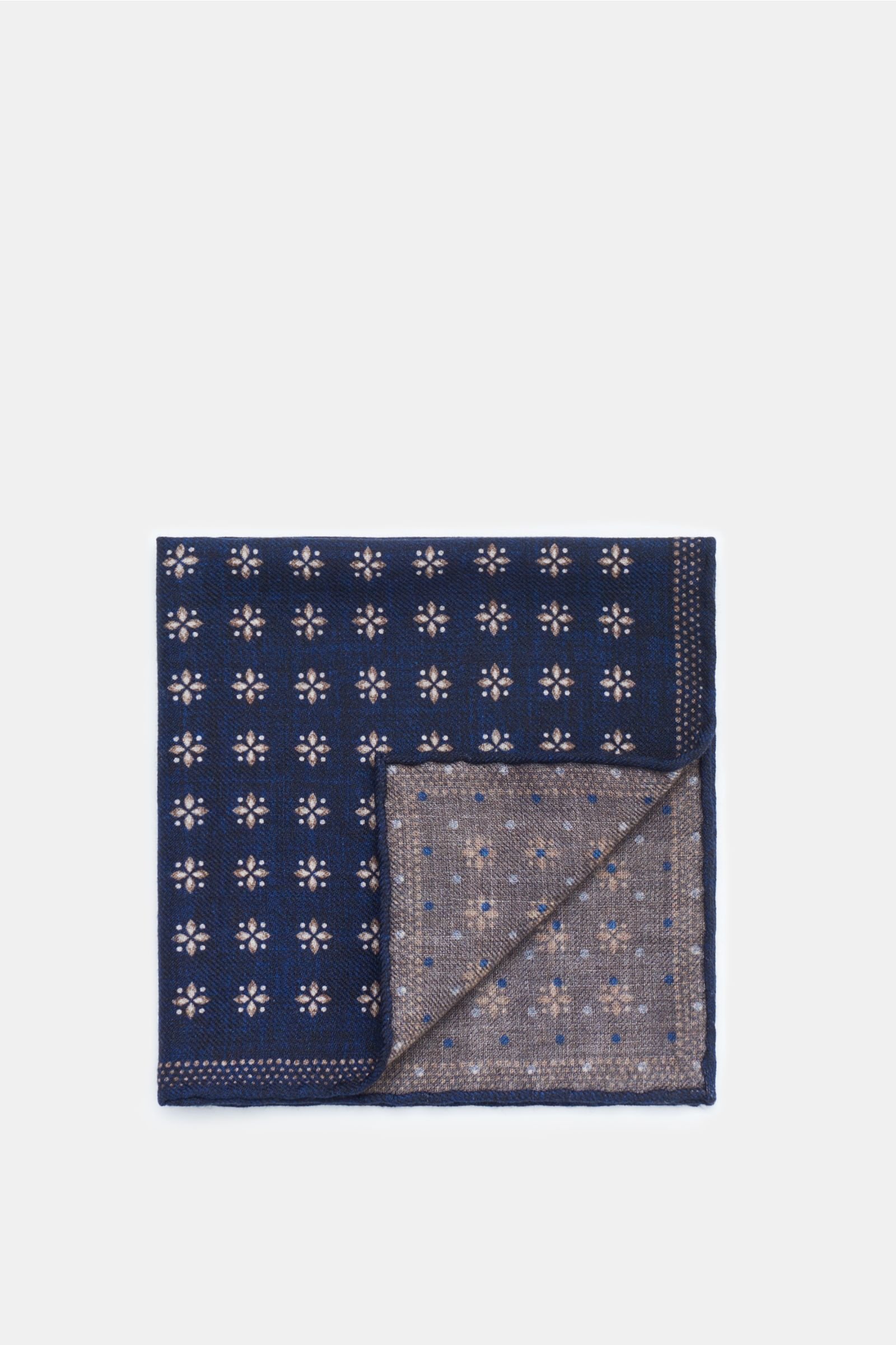 Pocket square navy/grey-brown patterned
