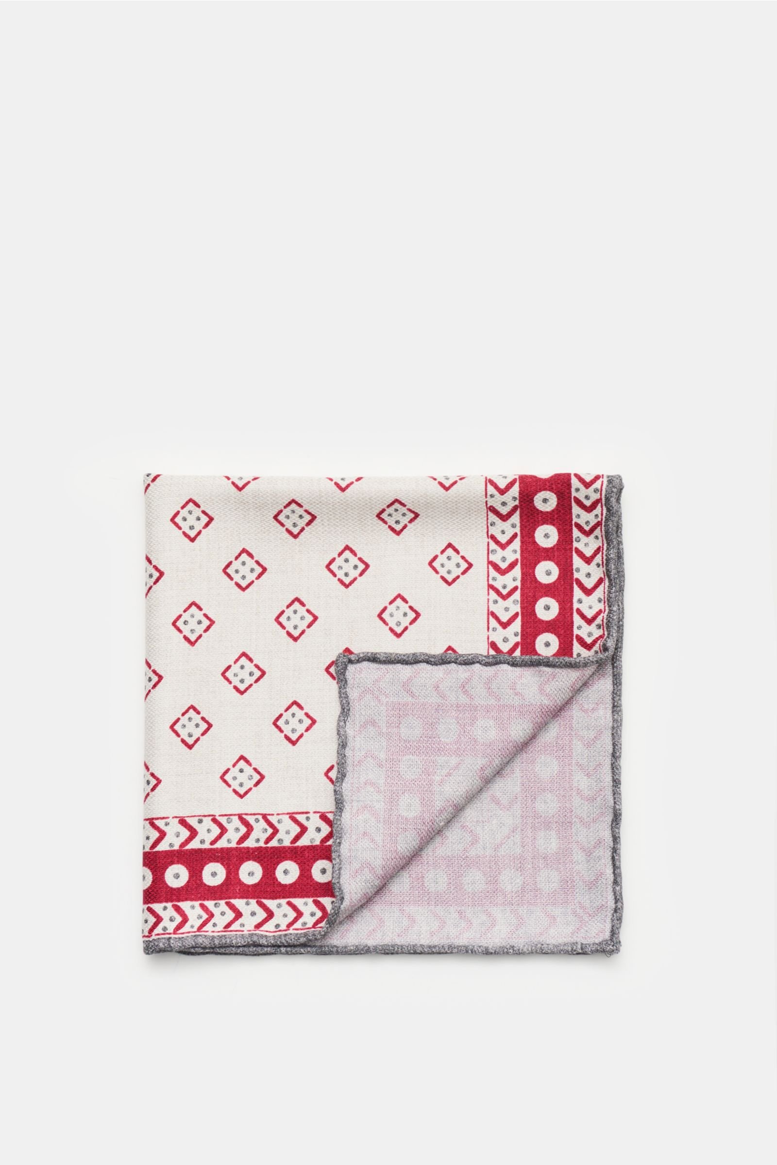 Pocket square cream/burgundy patterned