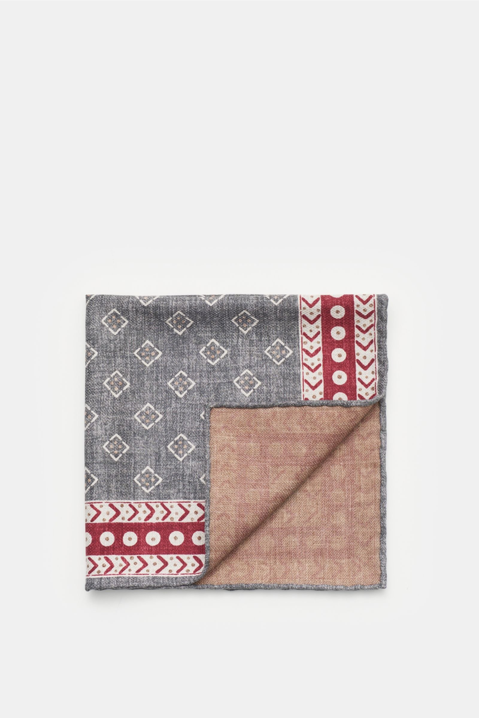 Pocket square grey/burgundy patterned