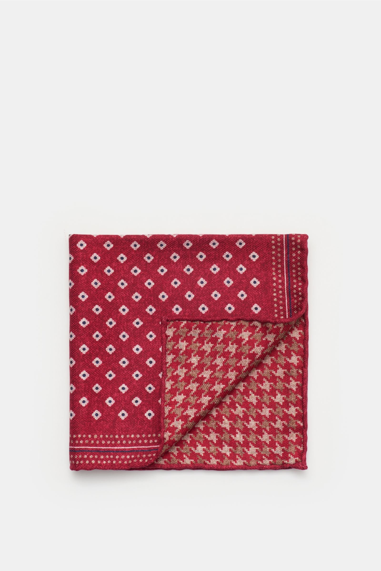 Pocket square burgundy/beige patterned