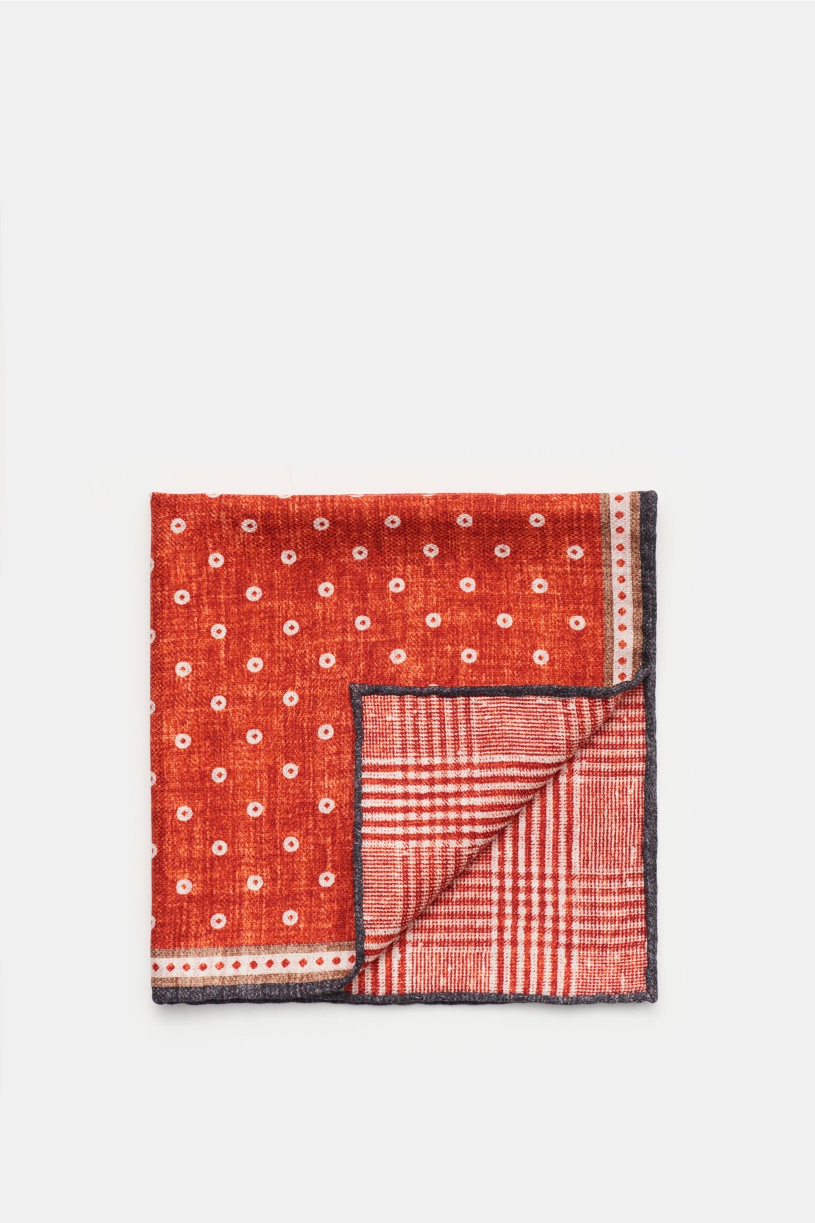 Pocket square rust red dotted
