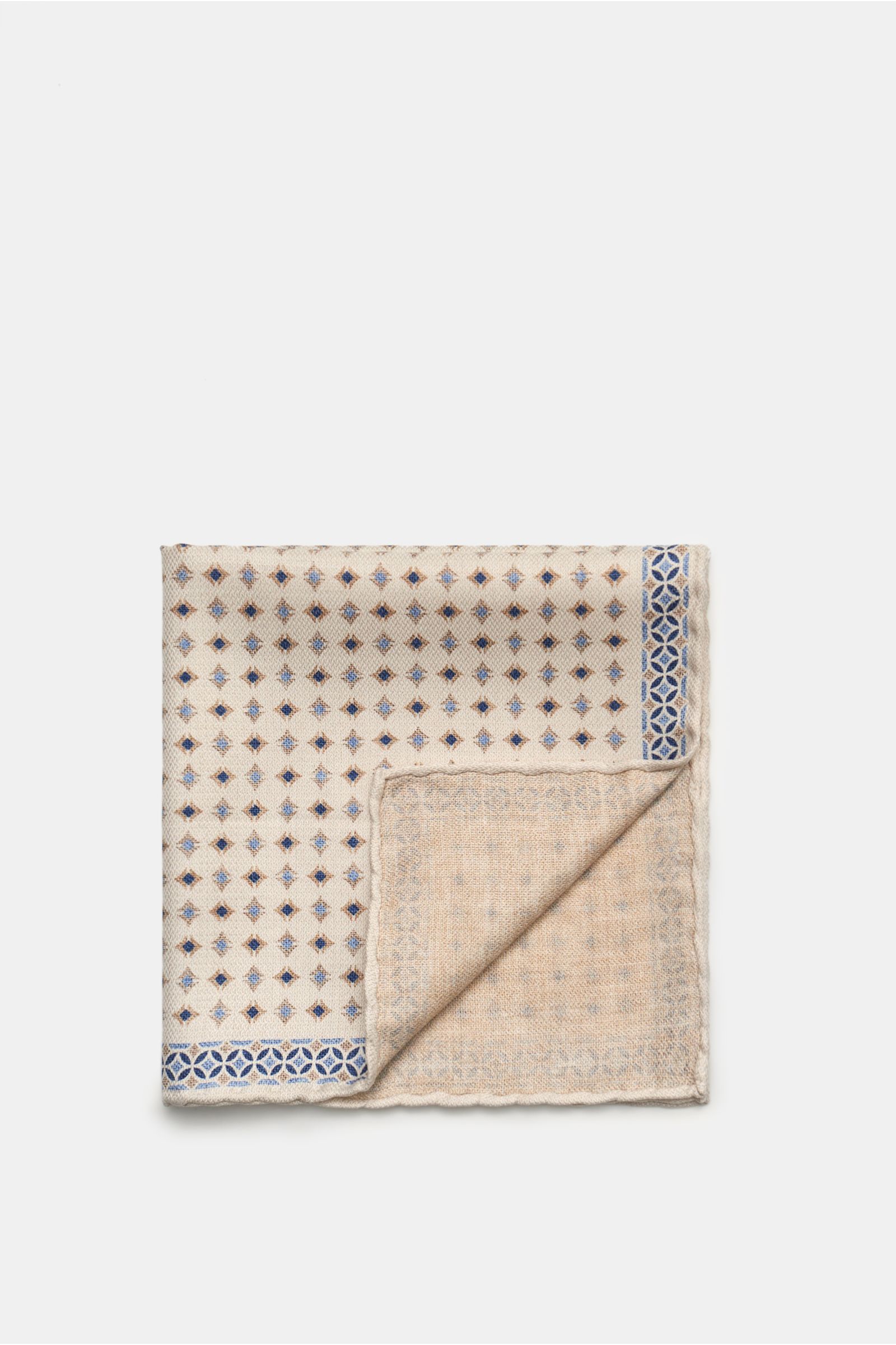 Einstecktuch creme/navy gemustert