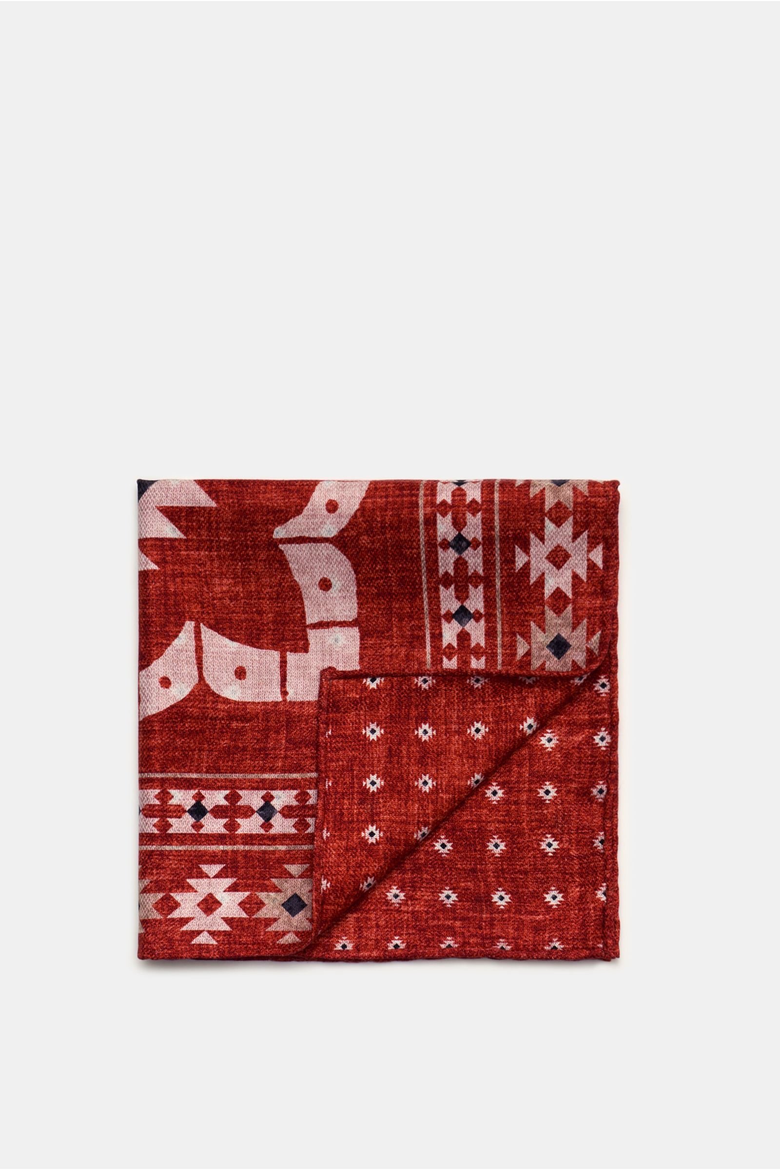 Pocket square rust-red/cream patterned