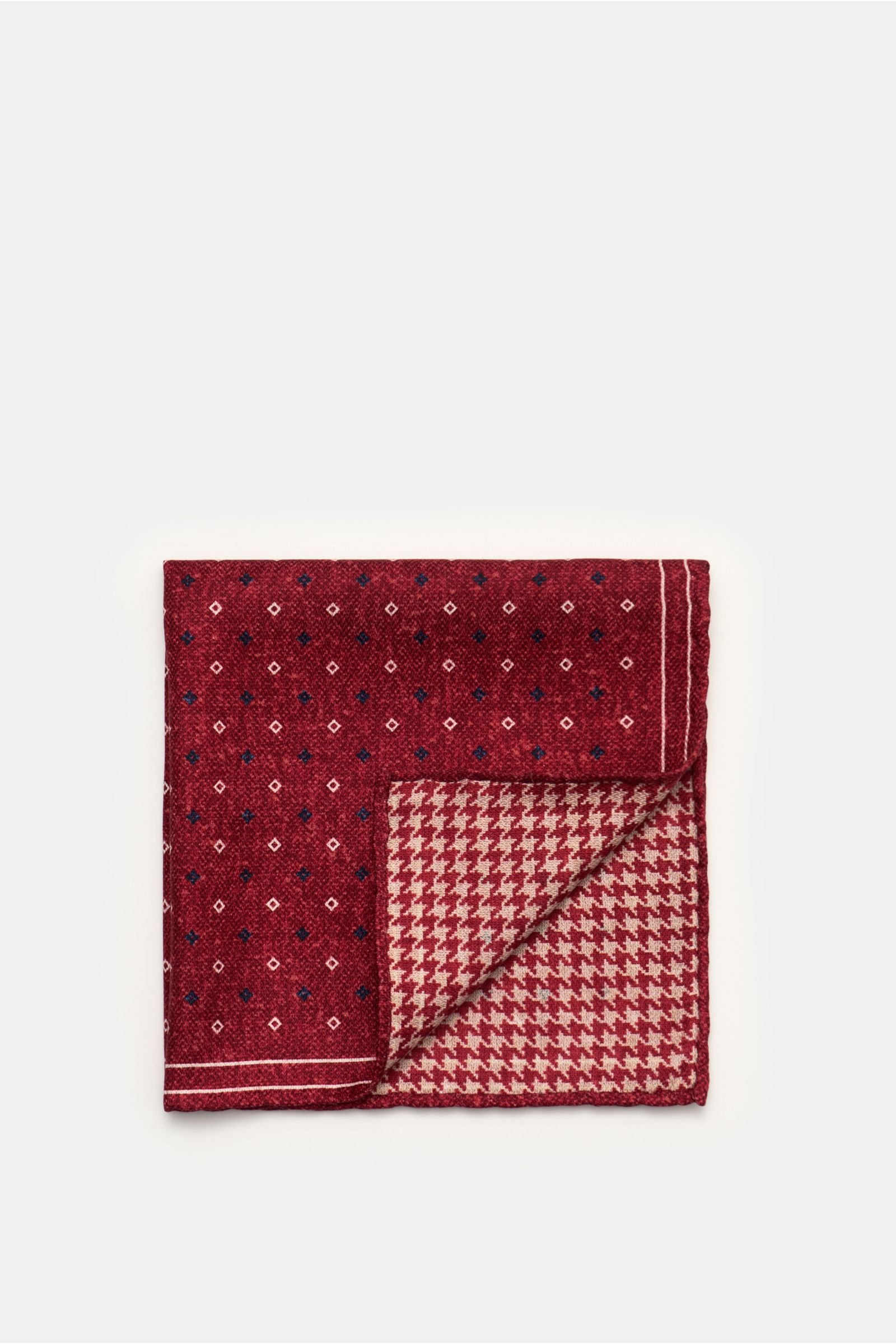 Pocket square burgundy/grey patterned