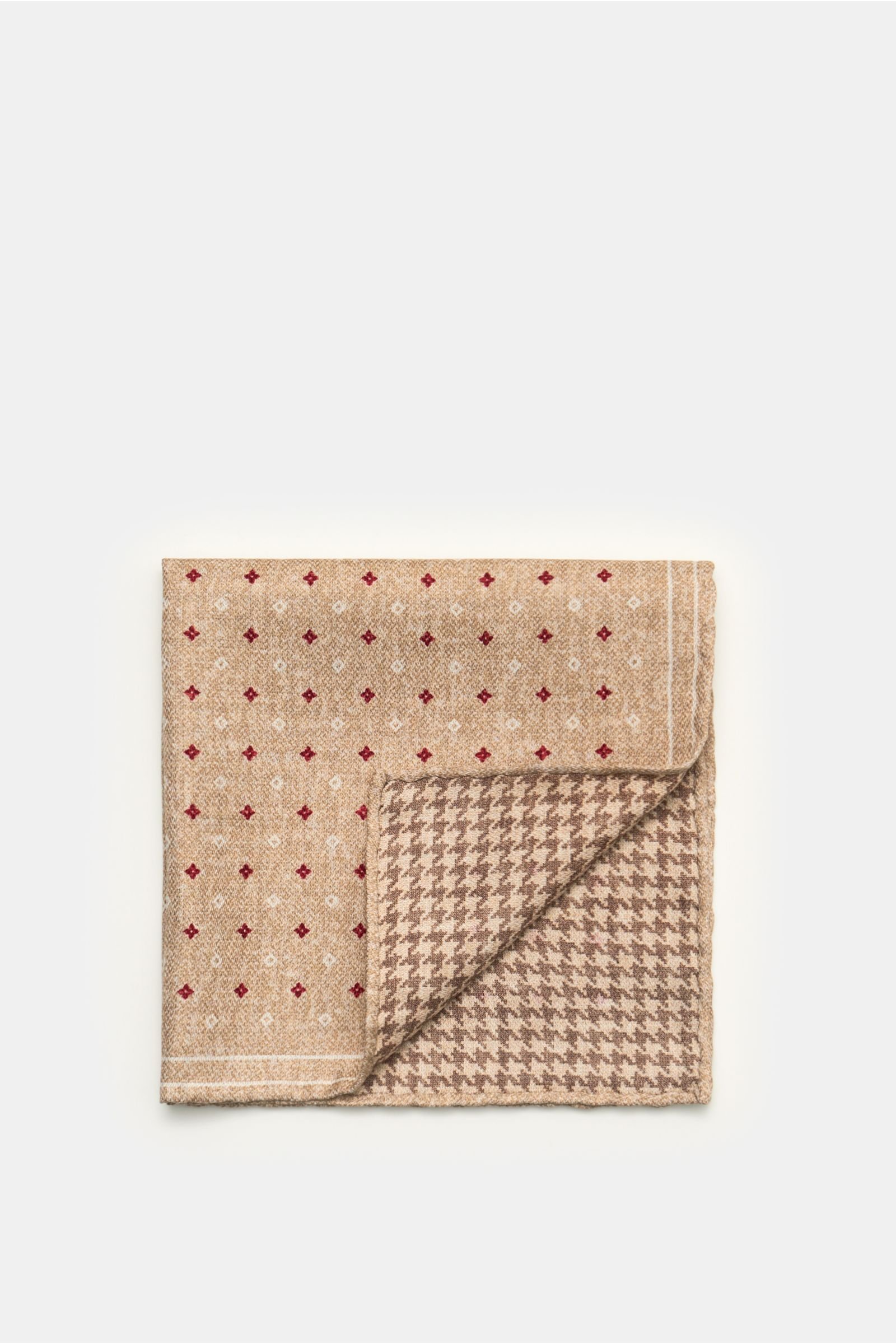 Pocket square beige/red patterned