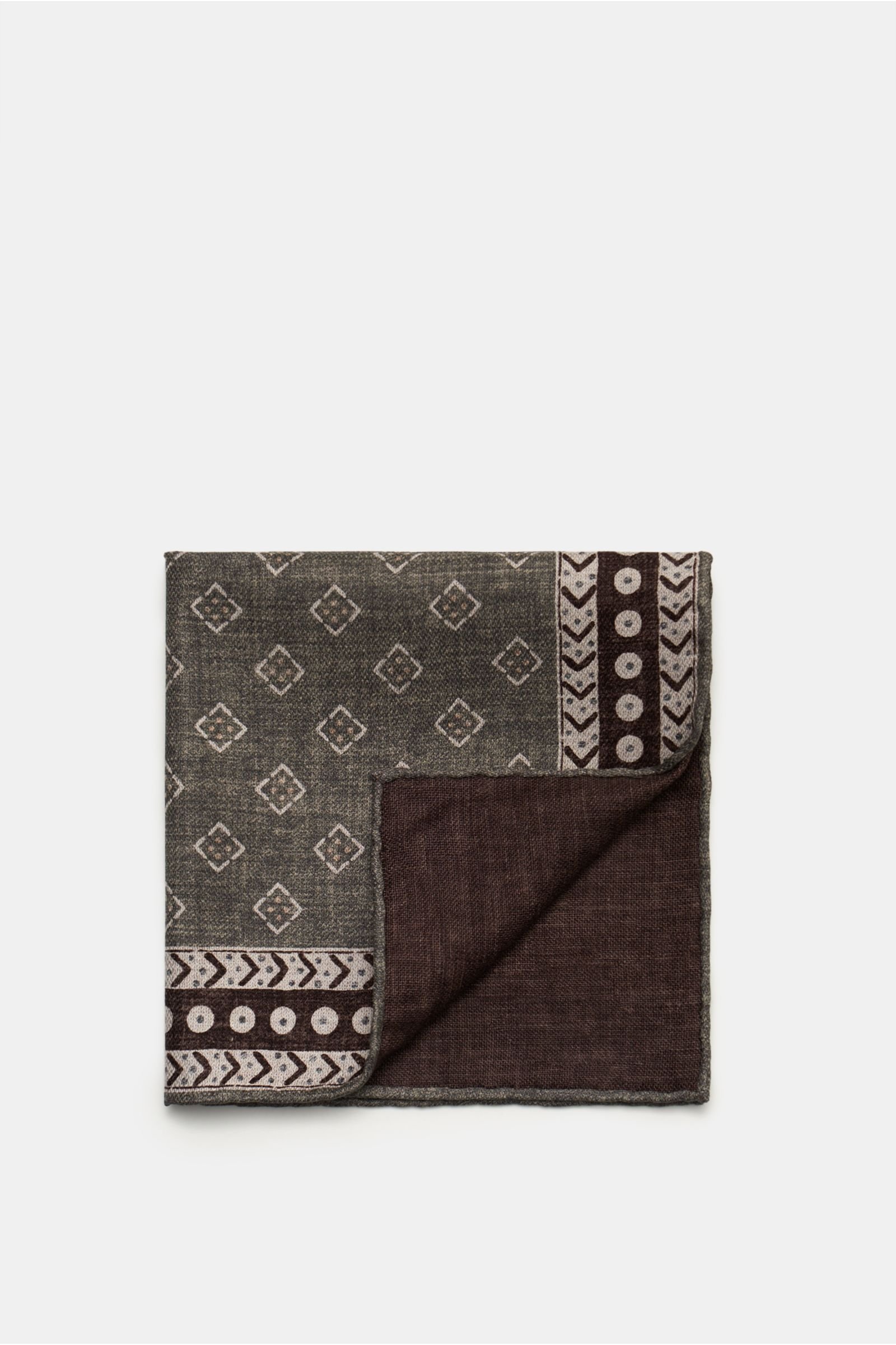 Pocket square grey/dark brown patterned