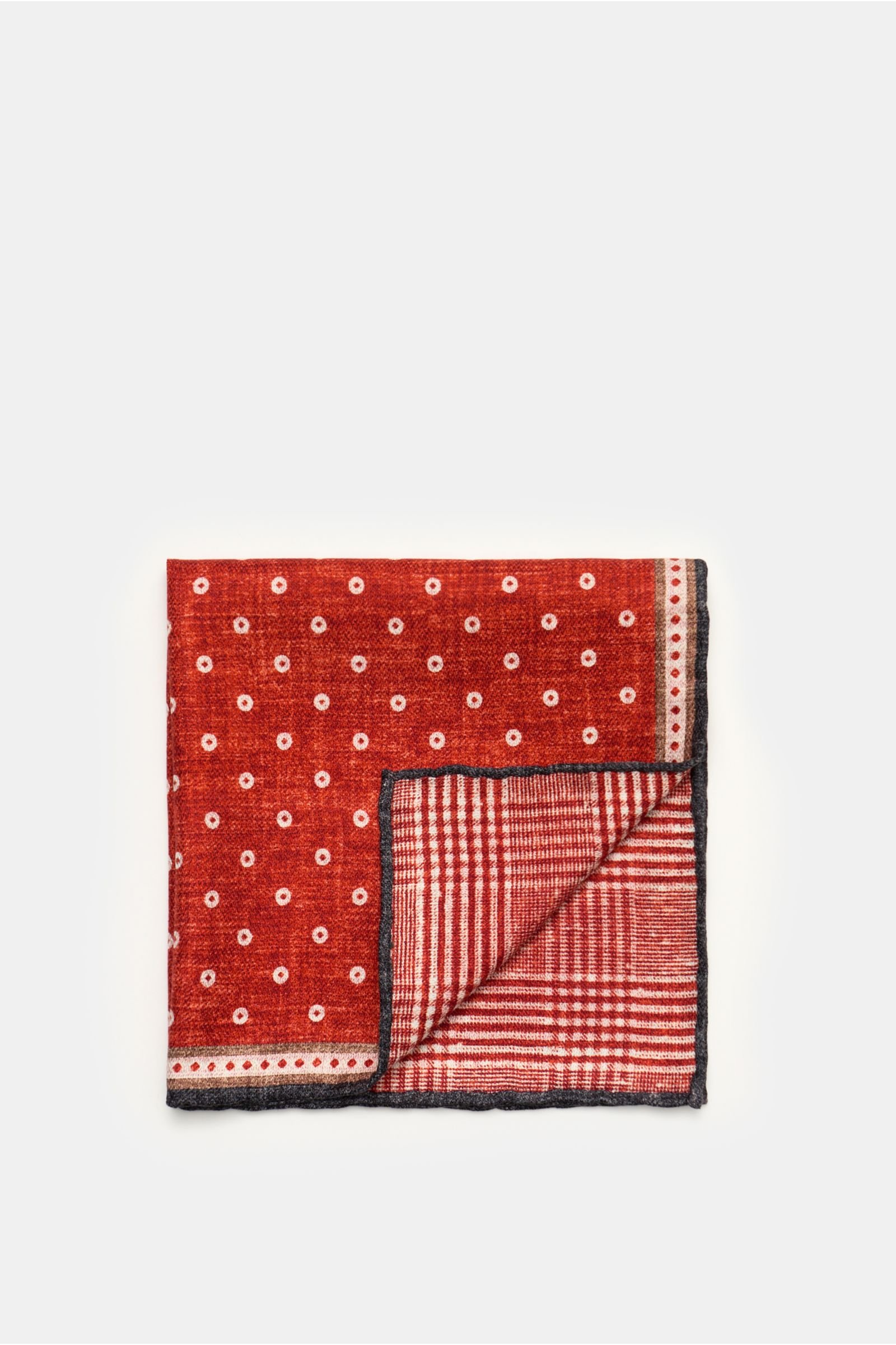 Pocket square rust-red/cream dotted