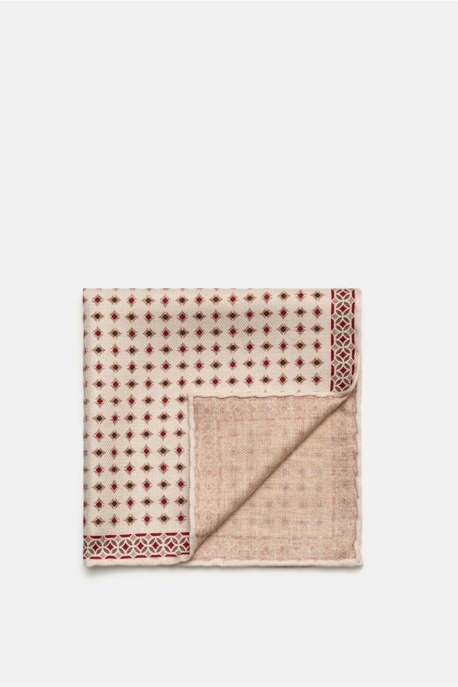 Pocket square cream/burgundy patterned