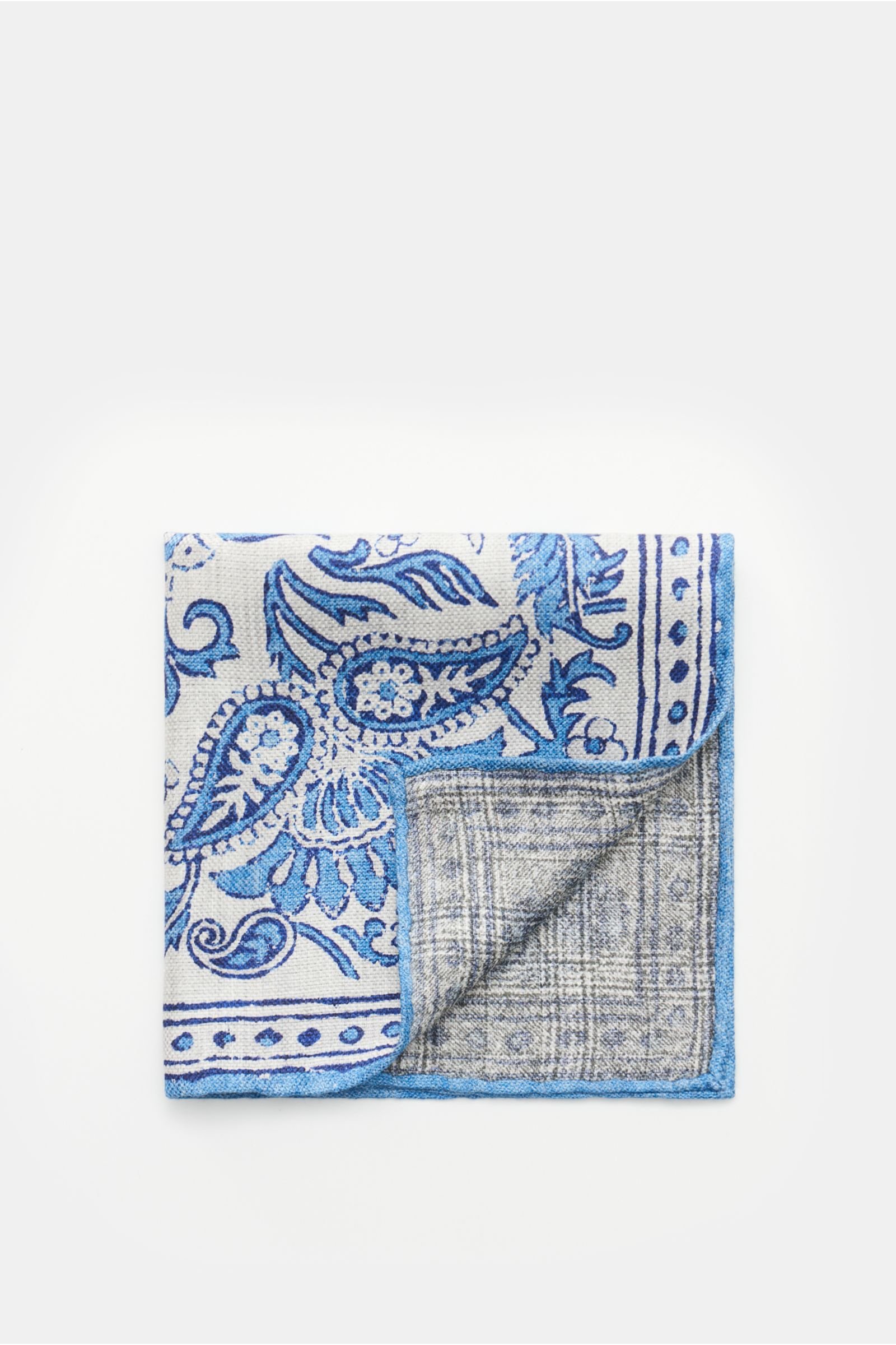 Pocket square off-white/blue/grey patterned