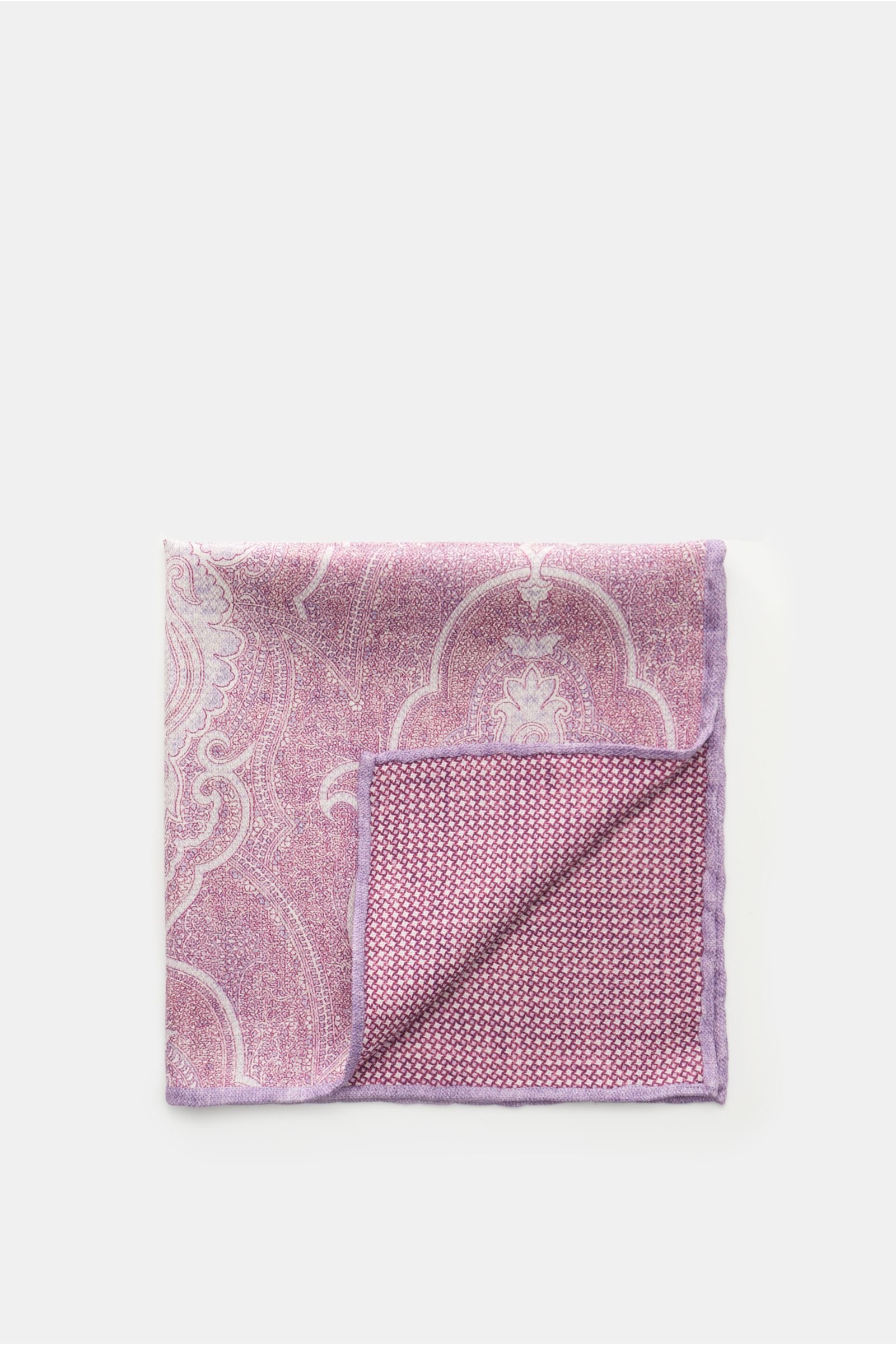 Silk pocket square lilac/off-white patterned