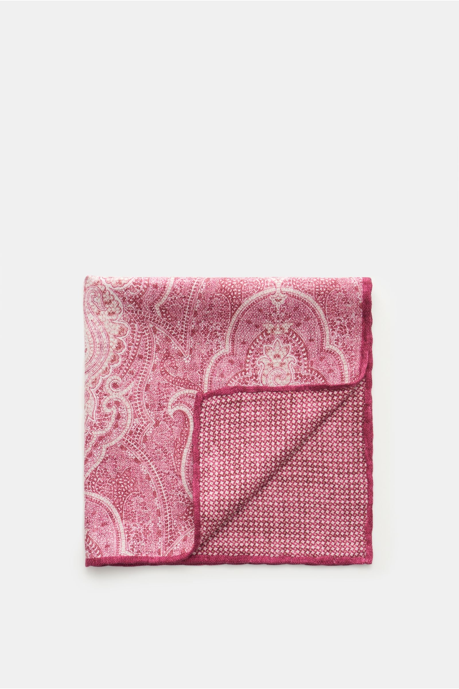 Silk pocket square burgundy/off-white patterned