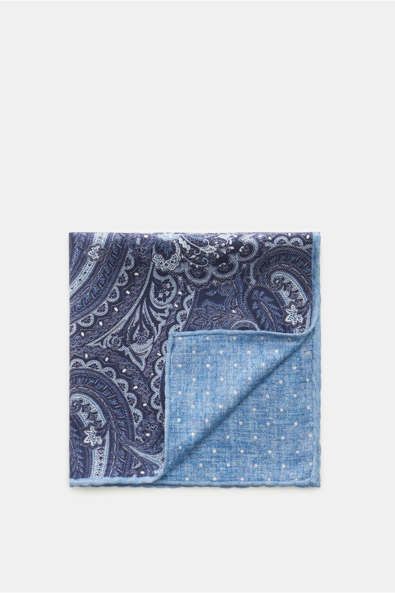 Silk pocket square dark blue/blue patterned