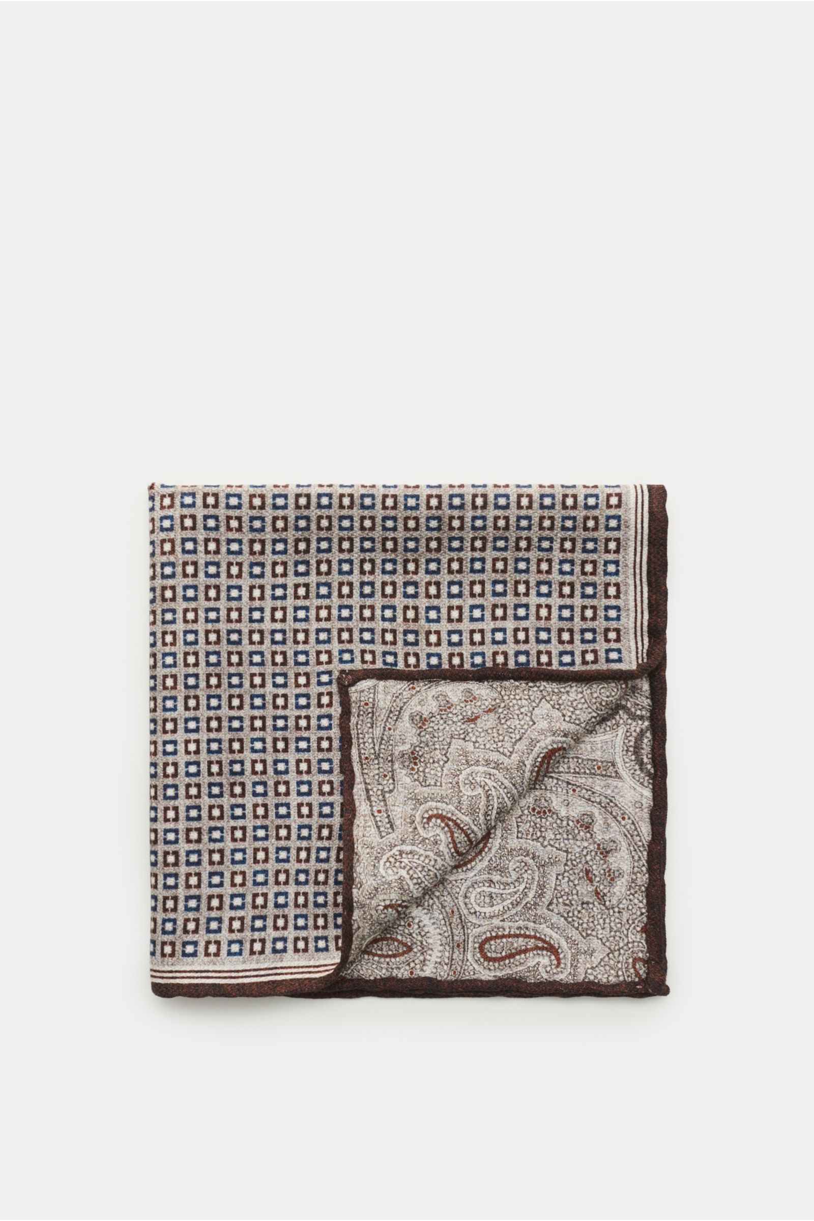 Rosi Collection Pocket square dark brown/grey/navy patterned