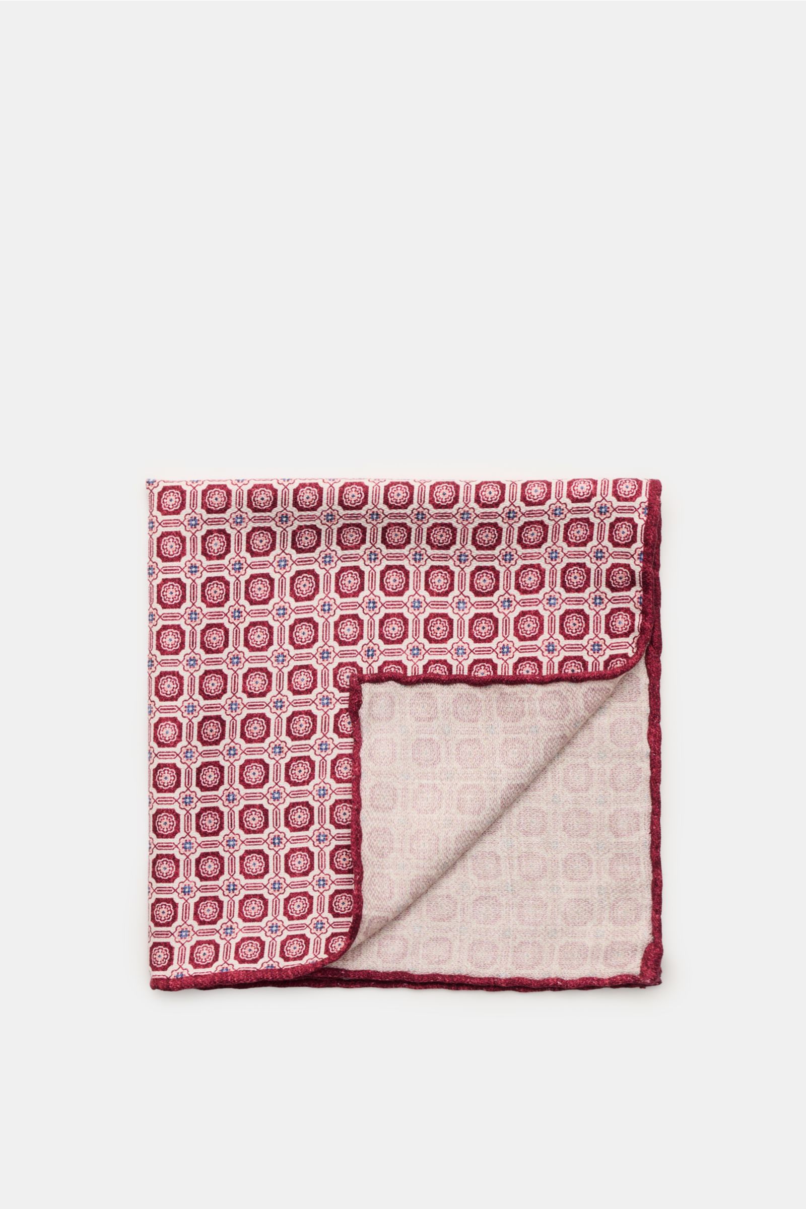 Brunello Cucinelli Seiden-Einstecktuch creme/dunkelrot gemustert
