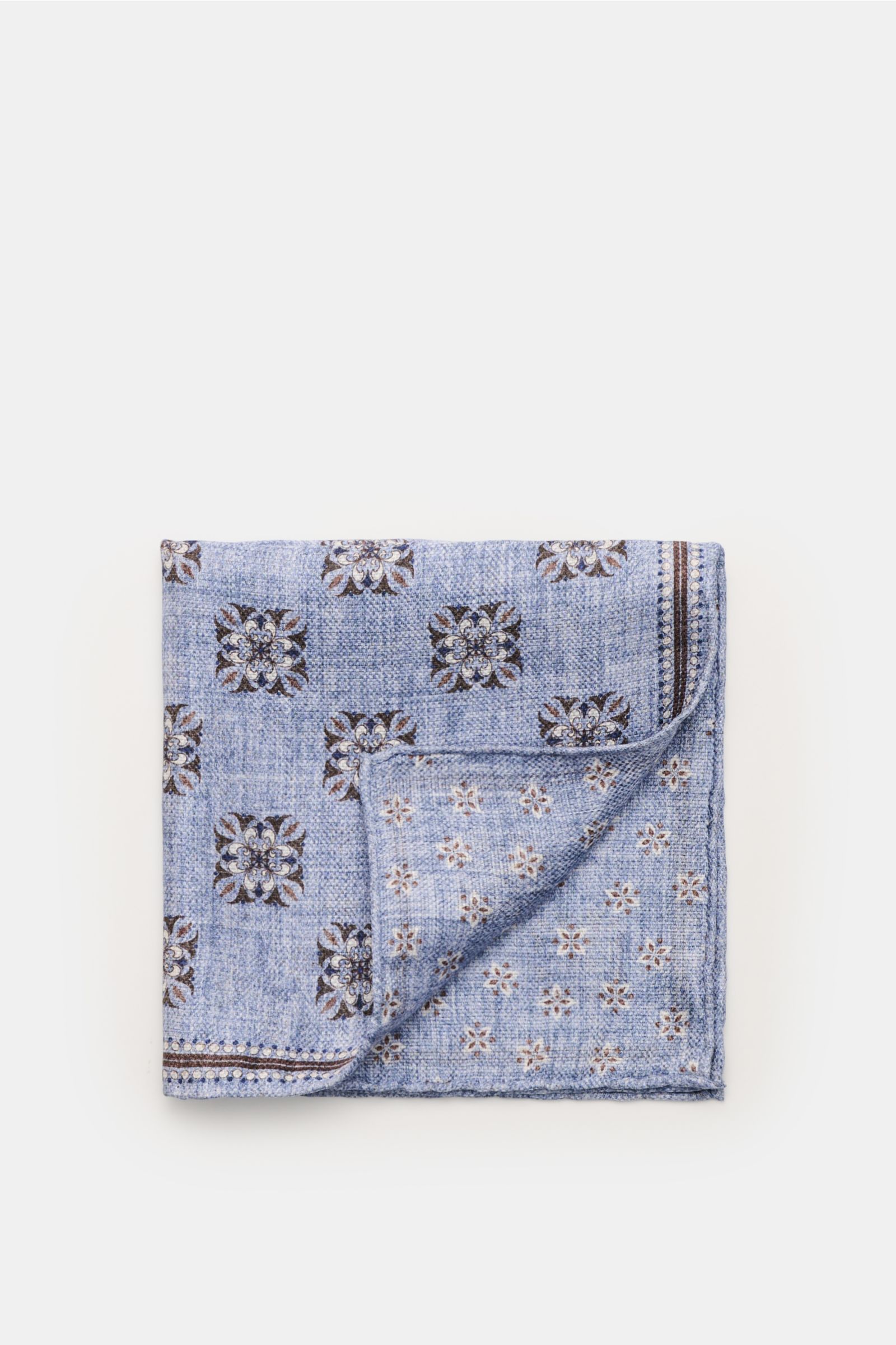 Brunello Cucinelli Pocket square blue/brown/off-white patterned