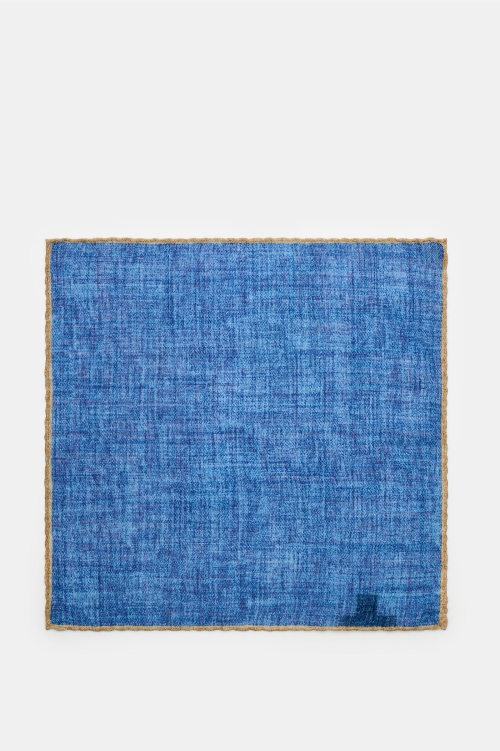 Rosi Collection Einstecktuch dunkelblau/beige, flach liegend von oben, reine Wolle, weicher Griff, handrollierte Kanten, Made in Italy, ca. 30x30 cm