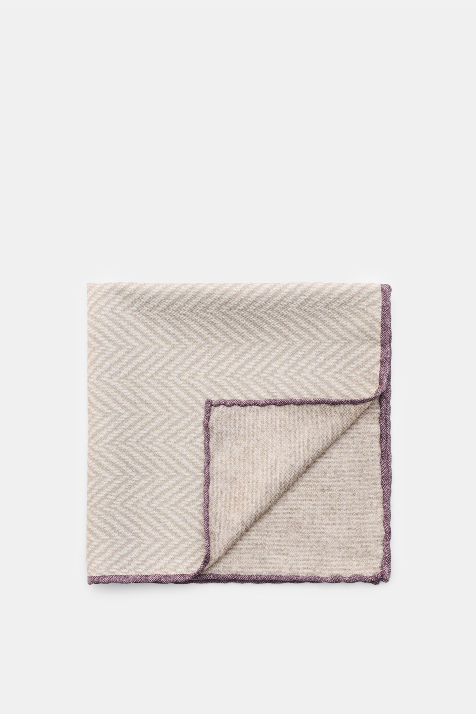 Brunello Cucinelli Seiden-Einstecktuch creme/beige gemustert