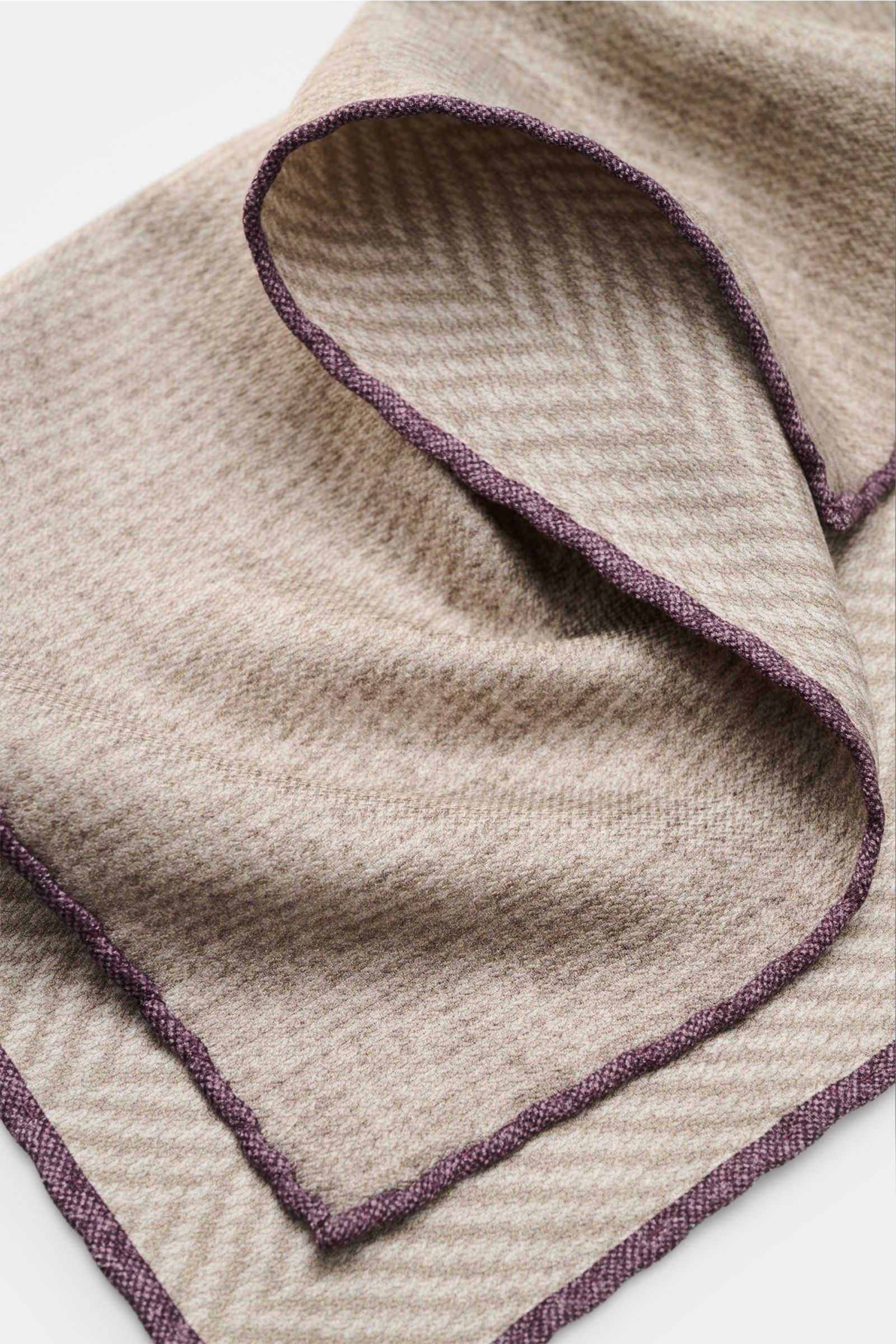 Brunello Cucinelli Seiden-Einstecktuch creme/beige gemustert