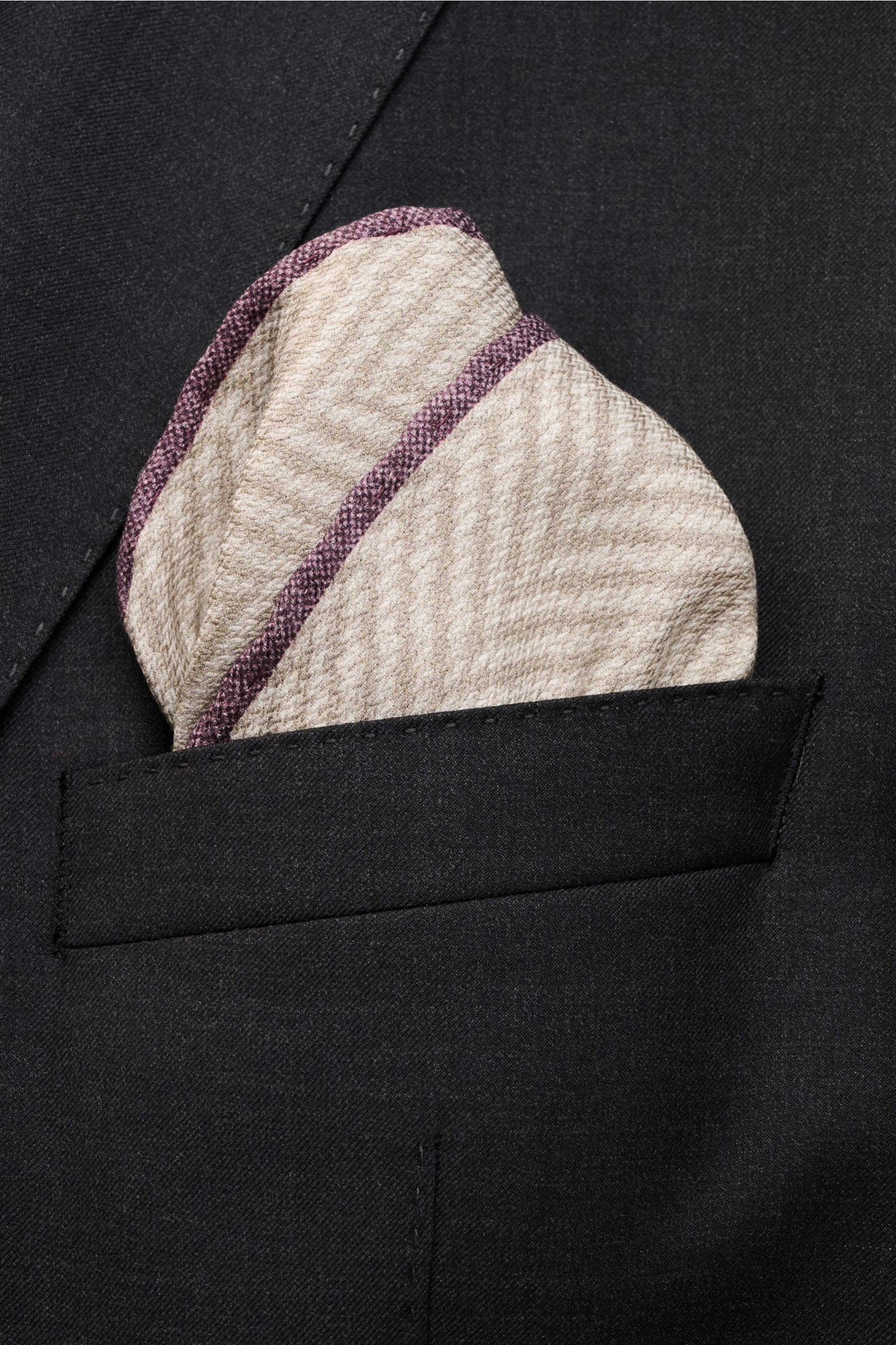 Brunello Cucinelli Seiden-Einstecktuch creme/beige gemustert