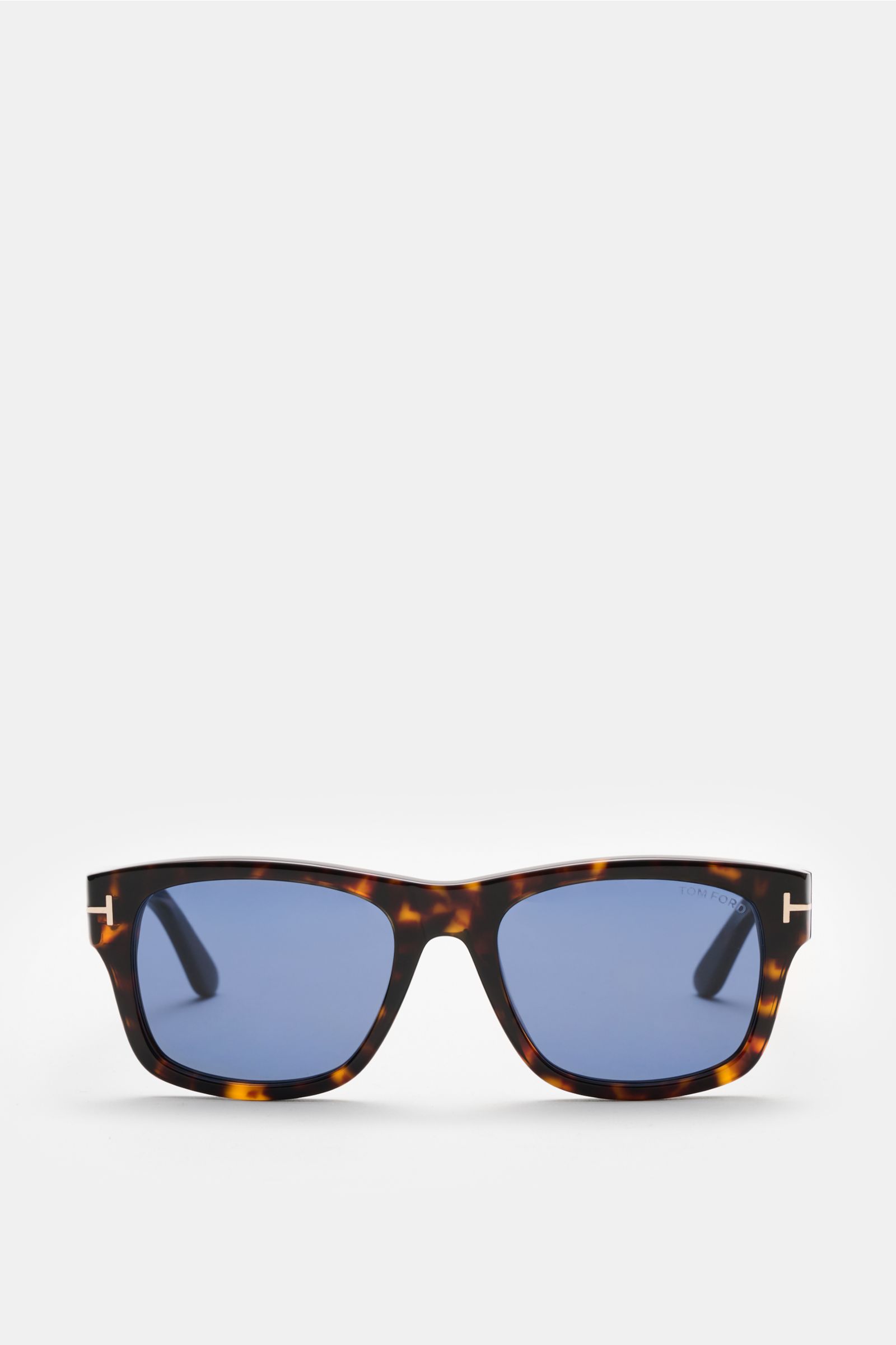 Tom Ford Sonnenbrille 'Smith' dunkelbraun gemustert, eckig, Kunststoffgläser, Acetatrahmen, Filterkategorie 3, frontal fotografiert.