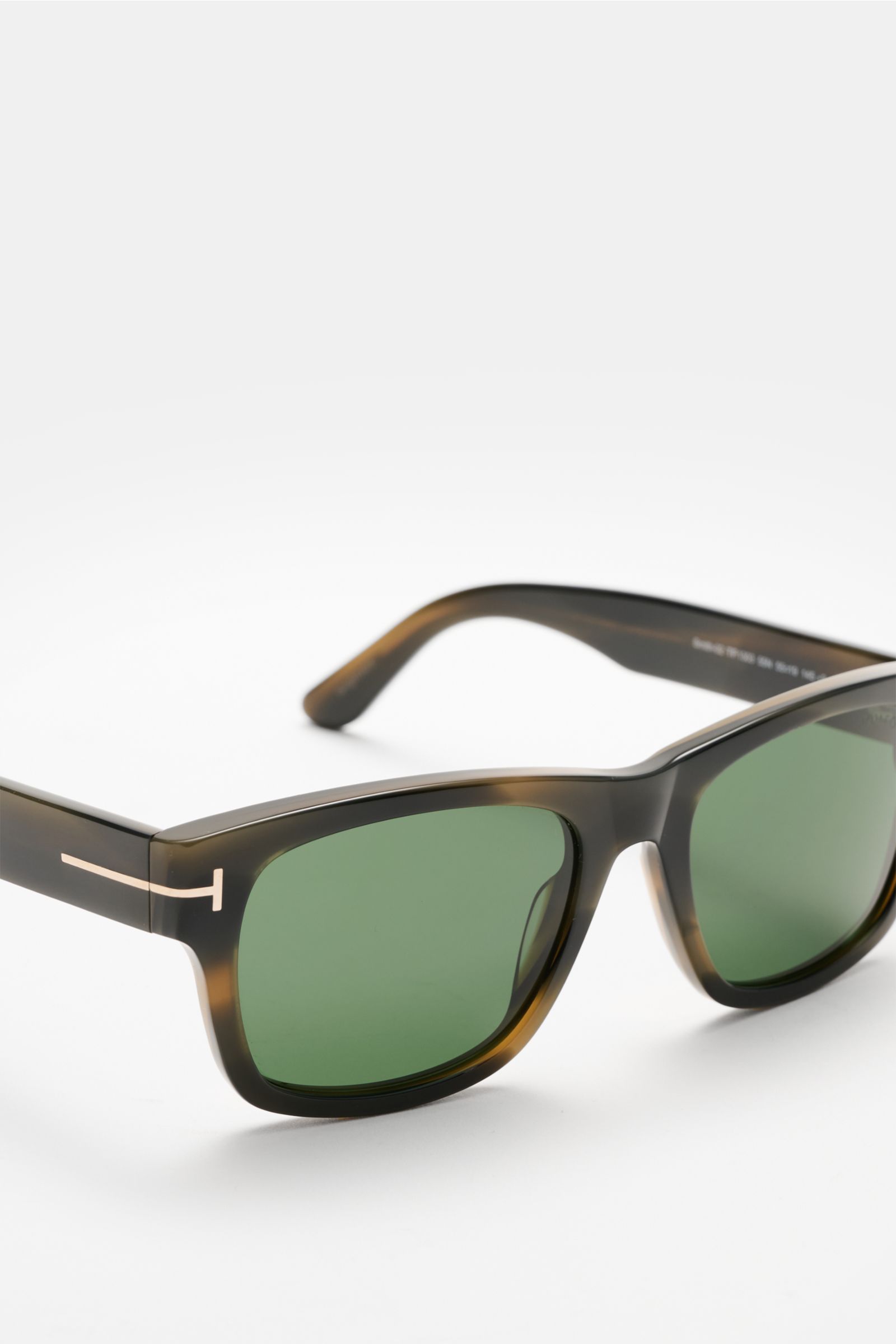 Tom Ford Sonnenbrille 'Smith' graubraun meliert, eckig, Kunststoffgläser, Acetat-Rahmen, Filter 3, seitliche Nahaufnahme, edles Sommer-Accessoire.