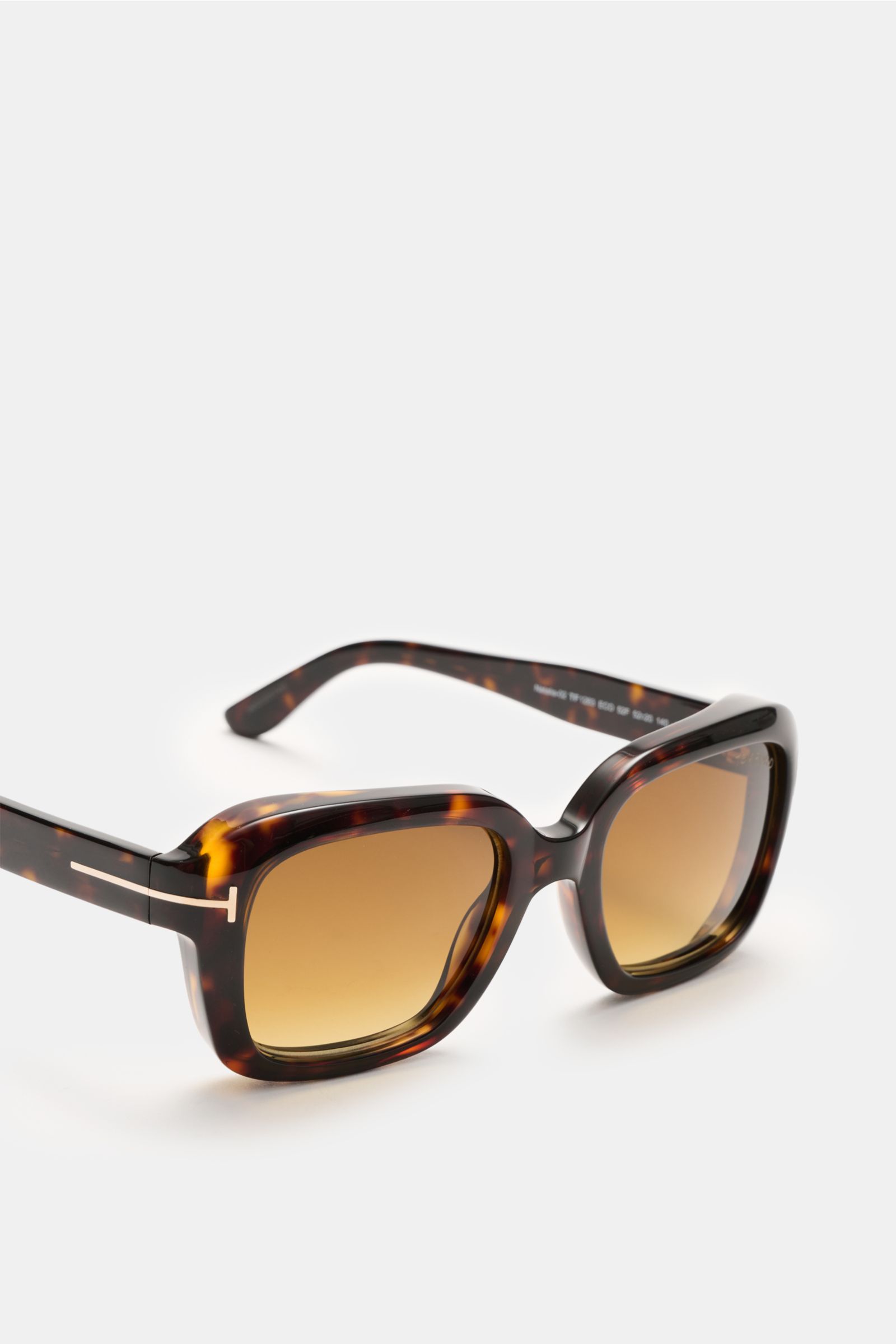 Tom Ford Sonnenbrille 'Natalia' dunkelbraun meliert, eckig, Acetat-Rahmen, Verlaufsgläser, seitliche Perspektive, Filterkategorie 3.