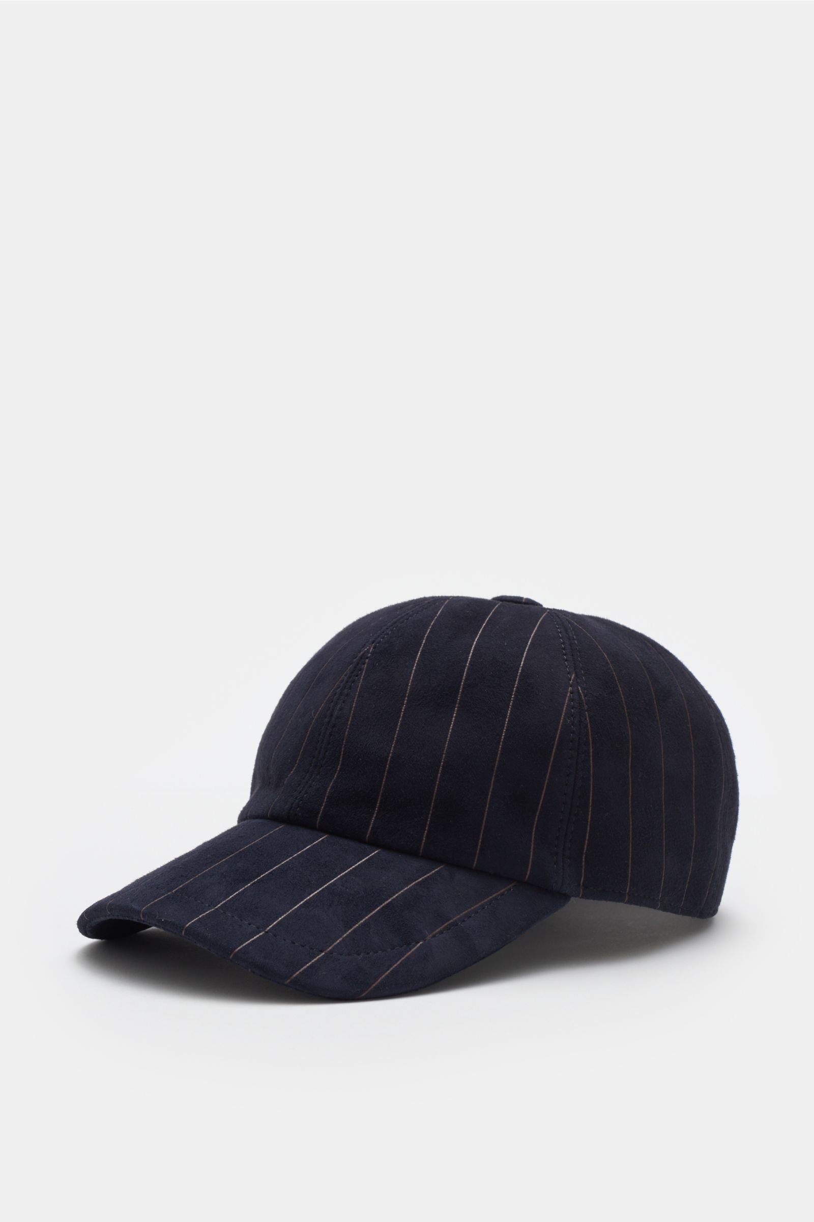 Leather baseball cap navy striped