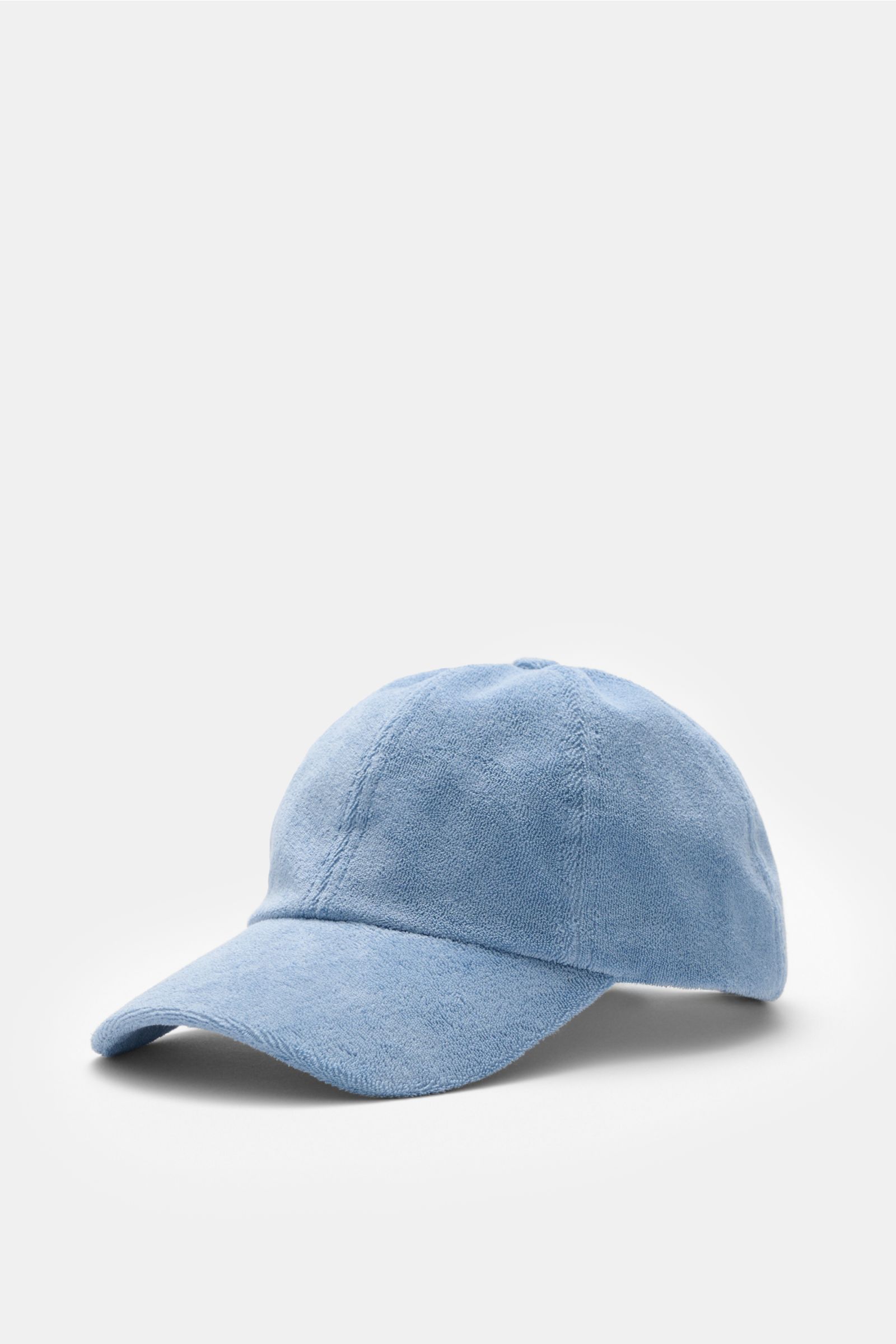 04651/ A trip in a bag Terry baseball cap 'Terry' smoky blue shown from front side, soft cotton terry, six-panel style, adjustable closure, soft feel, sporty and trendy accessory.