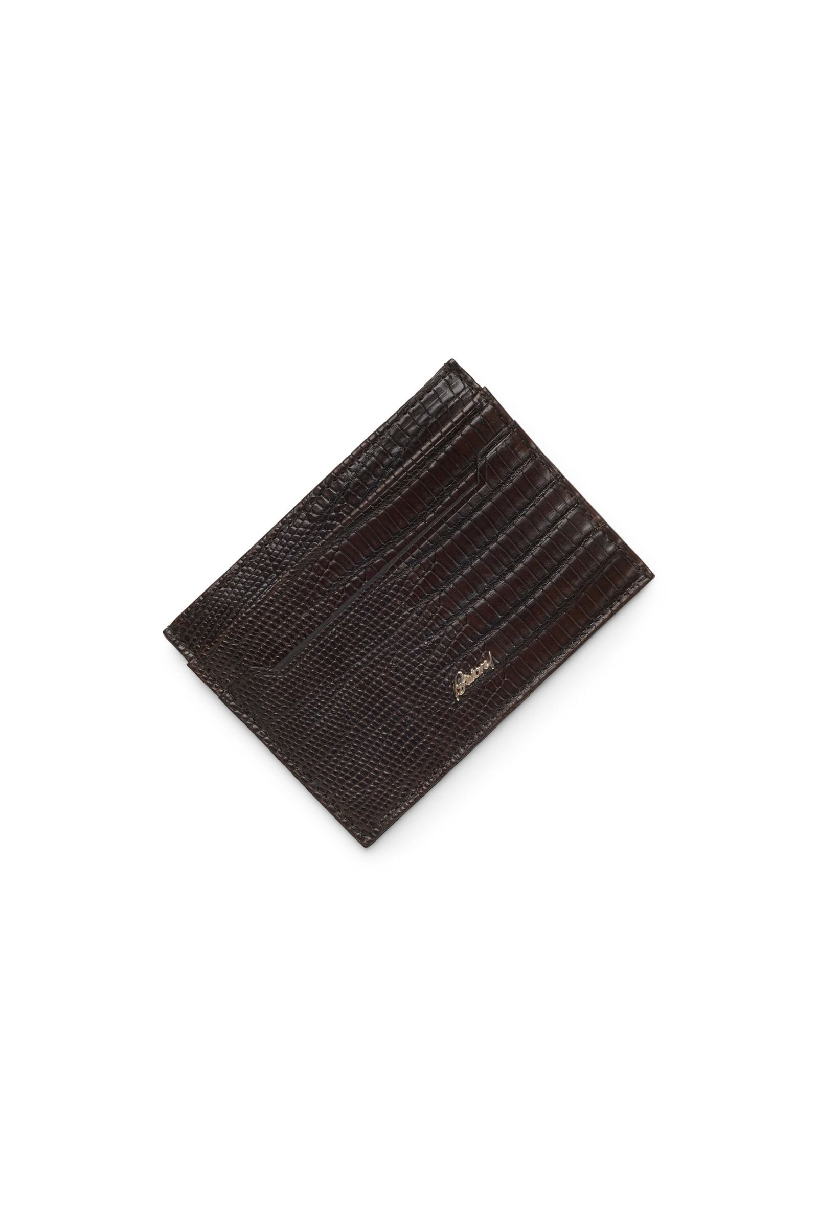 Snakeskin credit card holder dark brown