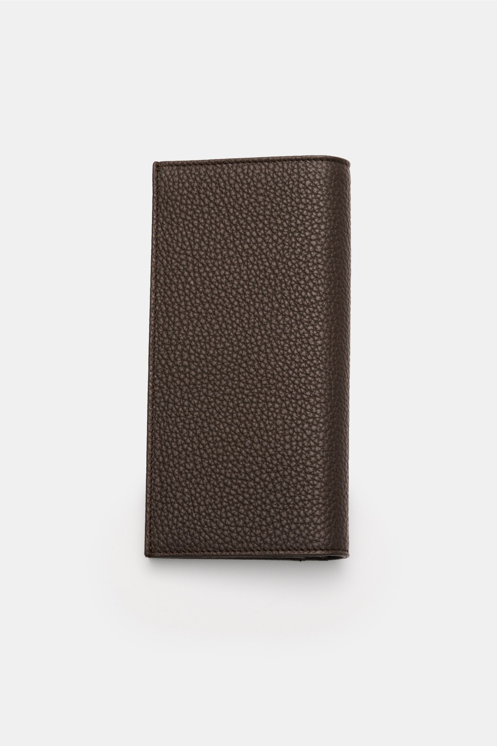 Top-down view of the Serapian Portemonnaie dunkelbraun, a continental wallet in dark brown cashmere calf leather with a distinct grain texture.

Description: Perfekt organisiert: Die Kontinental-Geldbörse von SERAPIAN aus edlem Cashmere-Kalbleder biete