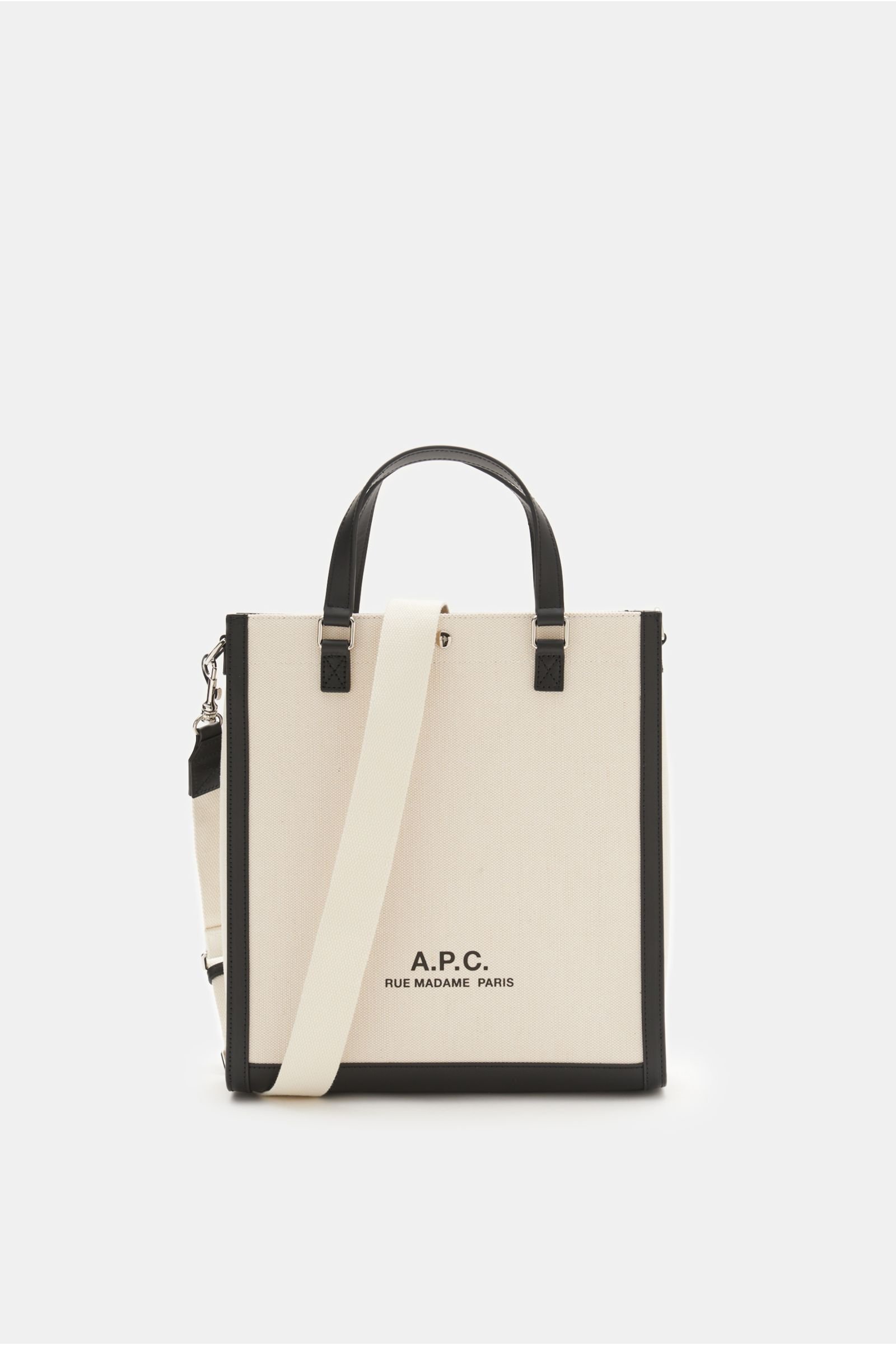 A.P.C. Canvas tote bag 'Camille' cream/black