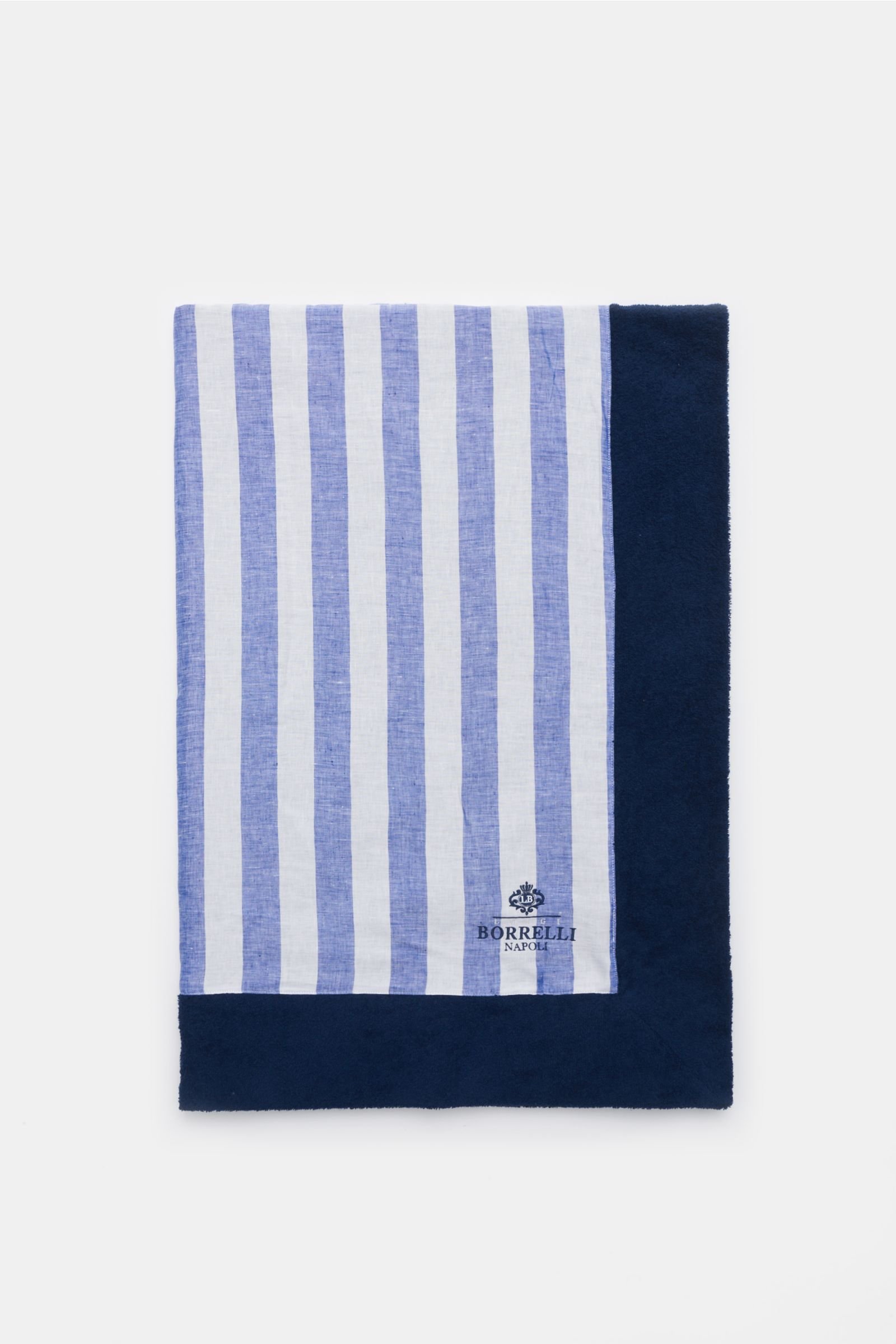 Bathing towel grey-blue/white striped