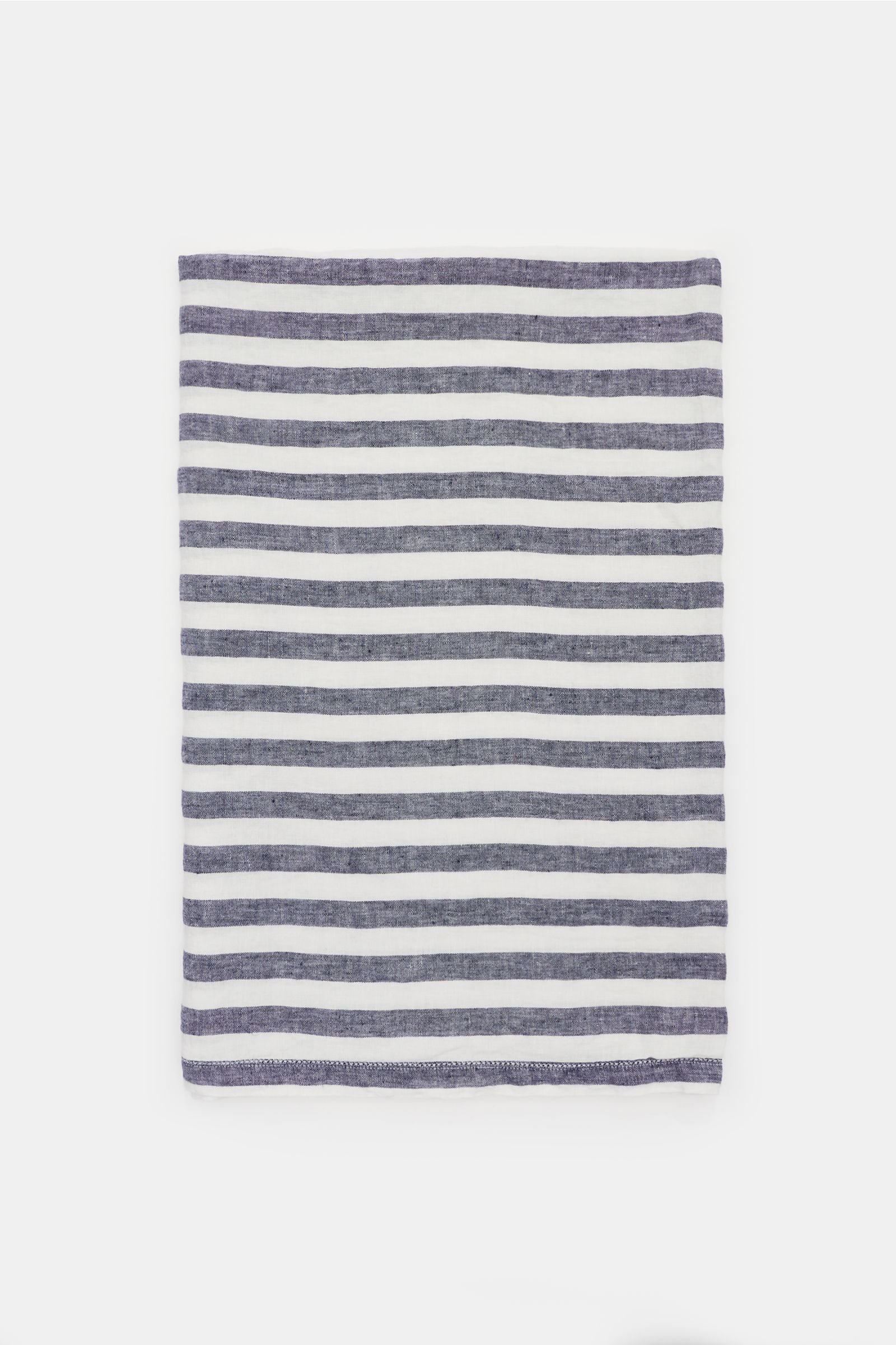 Linen beach towel navy/off-white striped