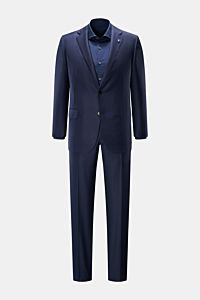 Front view of the Belvest Anzug dunkelblau/schwarz kariert, a classic Italian wool suit in Glencheck design, slim fit with tailored two-button jacket and straight-cut trousers, perfect for sophisticated office looks.