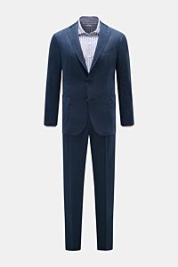 Boglioli Anzug 'K. Jacket' dunkelblau, frontale Ansicht, tailliertes Sakko mit fallendem Revers, Baumwolle-Seide, Slim Fit, lässiges Unconstructed-Design.