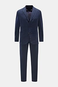 Boglioli Anzug 'K. Jacket' navy im Slim Fit, frontale Ansicht, Baumwoll-Twill, tailliertes Sakko mit Drei-Knopf-Stil, schmal zulaufende Hose.