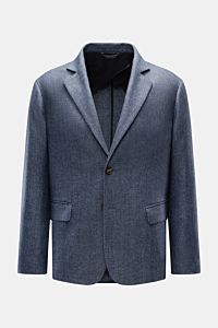 Front view of Doppiaa Sakko 'Aantilope' navy meliert blazer, sportiv elegant with cashmere mix, slim fit, two-button style, flap hip pockets, soft touch.

Sportiv elegant: Das Sakko 'Aantilope' von DOPPIAA vereint edlen Cashmere-Mix mit geradem Schnitt