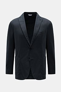 Boglioli Sakko 'K. Jacket' navy, frontale Nahaufnahme, leichtes Baumwollgewebe, Stretch, Slim Fit, zwei Knöpfe, fallendes Revers, Brust- und Hüfttaschen, Unconstructed Design.