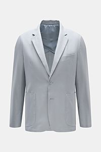 Front view of Percival Smart-casual jacket 'Tailored Linen' smoky blue, slim fit with step lapel, classic breast pocket, patch hip pockets, cuffs with buttons, side vents, half lined.

Combines texture and everyday suitability: This versatile smart-cas