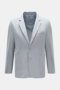 Percival Sakko 'Tailored Linen' rauchblau, Slim Fit aus atmungsaktivem Leinen-Baumwoll-Mix, frontale Sicht mit fallendem Revers, Brust- und Hüfttaschen.