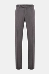 PT Torino Wool trousers 'Slim Fit' grey mottled, front view on white background, wool fleece, slight stretch, slim tapered fit.  
For these exclusive trousers, PT TORINO has chosen fine wool fleece with slight stretch content – a perfect all-round mode