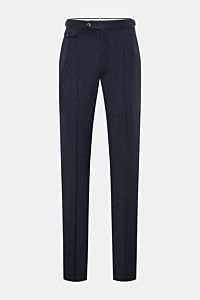 Front view of PT Torino Wool trousers 'Gentleman Fit' navy in pure Super 130'S virgin wool, slim, tapered, with double pleats and side adjusters.