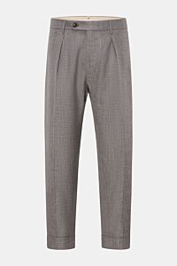 Berwich Hose 'Chiaia' grau meliert, frontal fotografiert, mit Tapered Fit, Bundfalte, Taschen, knöchellang, aus Wolle, Seide und Leinen.