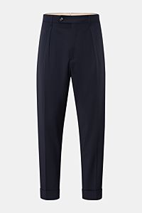 Berwich Wollhose 'Chiaia' navy, frontale Ansicht, knöchellang, Tapered Fit, reine Schurwolle, leicht elastisch, Bundknöpfe, einfache Bundfalte.